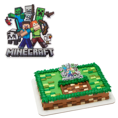 Minecraft Cake Topper, Birthday Cake Decoration Featuring Steve, Alex, Creeper, & More! Food Safe, Ready To Use - 1 Piece