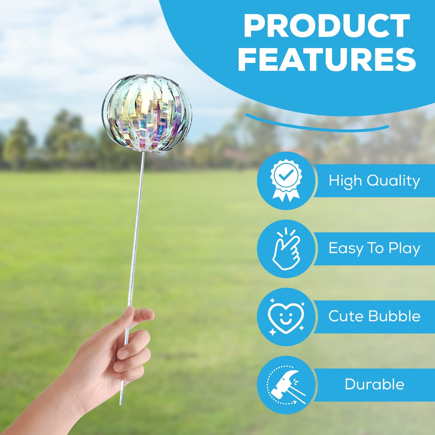 Rainbow Twirler Stick 4 Pack, Bubble Wand Party Favor, Spin & Twirl