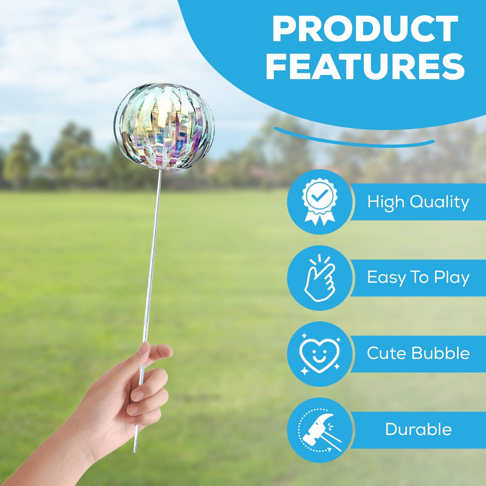 Rainbow Twirler Stick 4 Pack, Bubble Wand Party Favor, Spin & Twirl