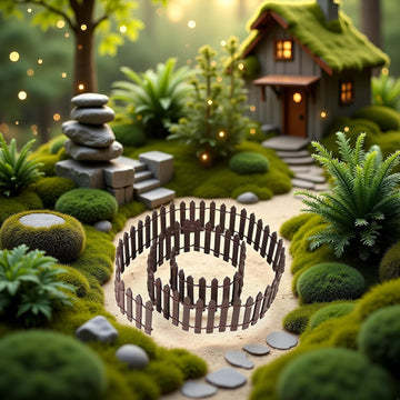 1Pc 35 Inches Brown Mini Fairy Garden Fence, Micro Landscape Miniature Ornaments for Dollhouse, Crafts, Diorama Project, Plant Pot DIY