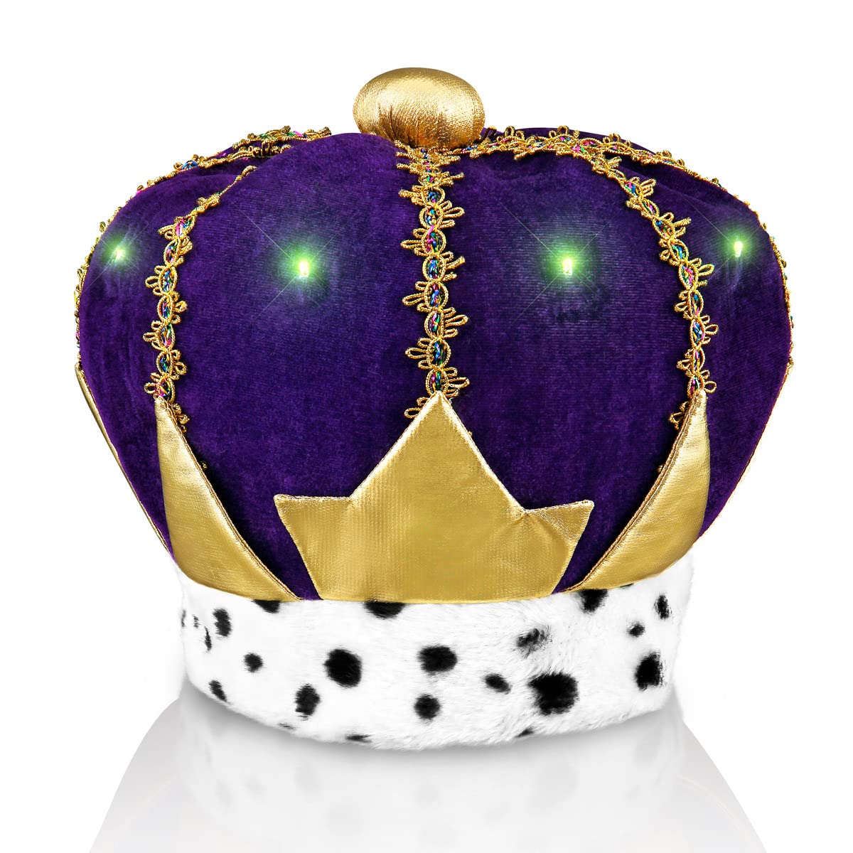 FlashingBlinkyLights Light Up Mardi Gras King Crown Hat