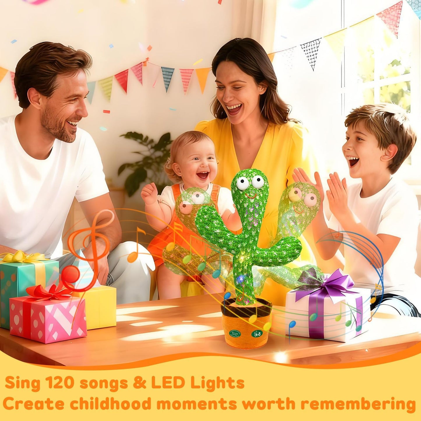 Hunfur Interactive Baby Toys Dancing Talking Cactus Toy,Funny Gift for Infant, Singing Record Repeat What You Say Light Up Toy for Toddler Boy Girl