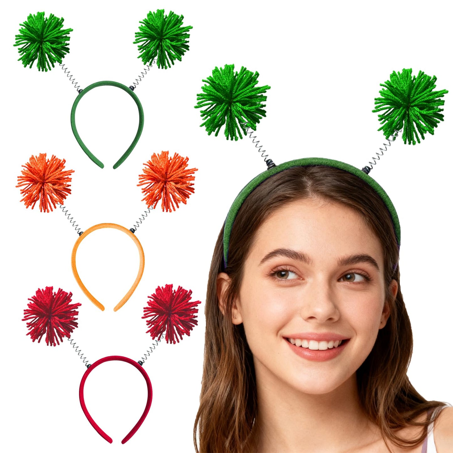 LEKTIST Headwear, 3PCS Pom Pom Headband - Fun Party Accessory for Women (Mixed-Color)
