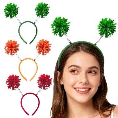 LEKTIST Headwear, 3PCS Pom Pom Headband - Fun Party Accessory for Women (Mixed-Color)