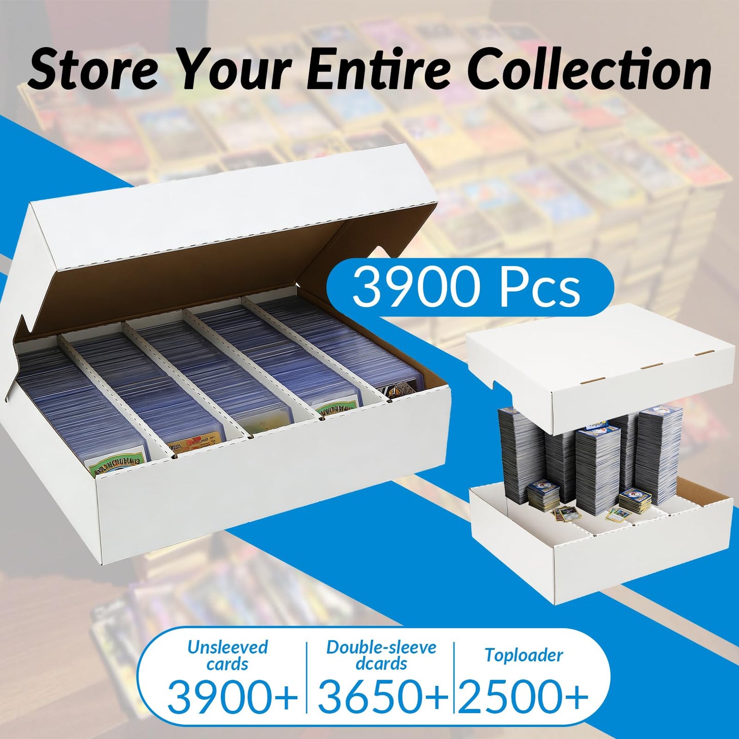 2-Pack Trading Card Storage Box,8000 Count,Bulk Box For Card With Dividers&Labels,Toploder Card Storage Box for TCG/Magic/Mtg Basketball Cards