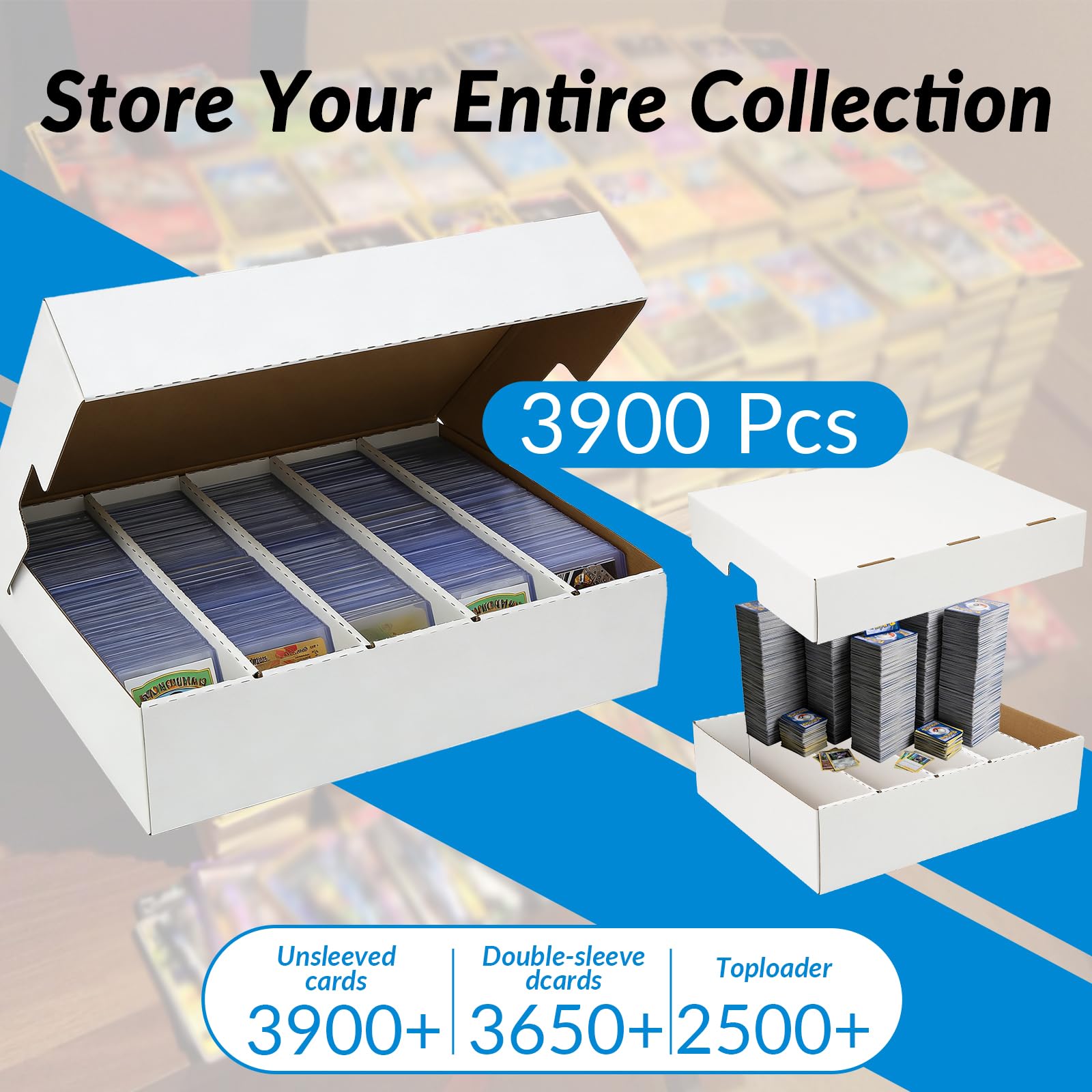 2-Pack Trading Card Storage Box,8000 Count,Bulk Box For Card With Dividers&Labels,Toploder Card Storage Box for TCG/Magic/Mtg Basketball Cards