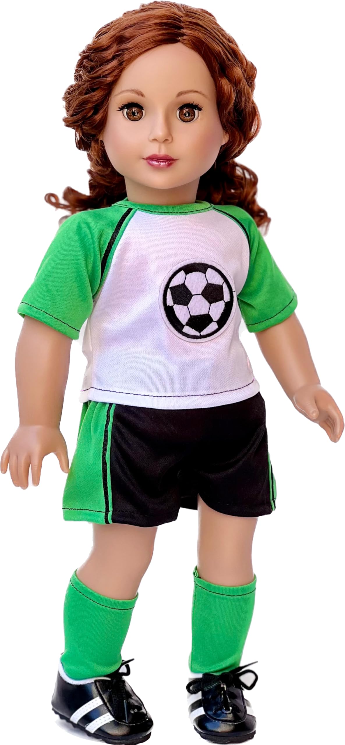 Soccer Girl - 4 Piece Soccer Outfit - Shirt, Shorts, Socks and Shoes - Clothes Fits 18 Inch Doll (Doll Not Included)