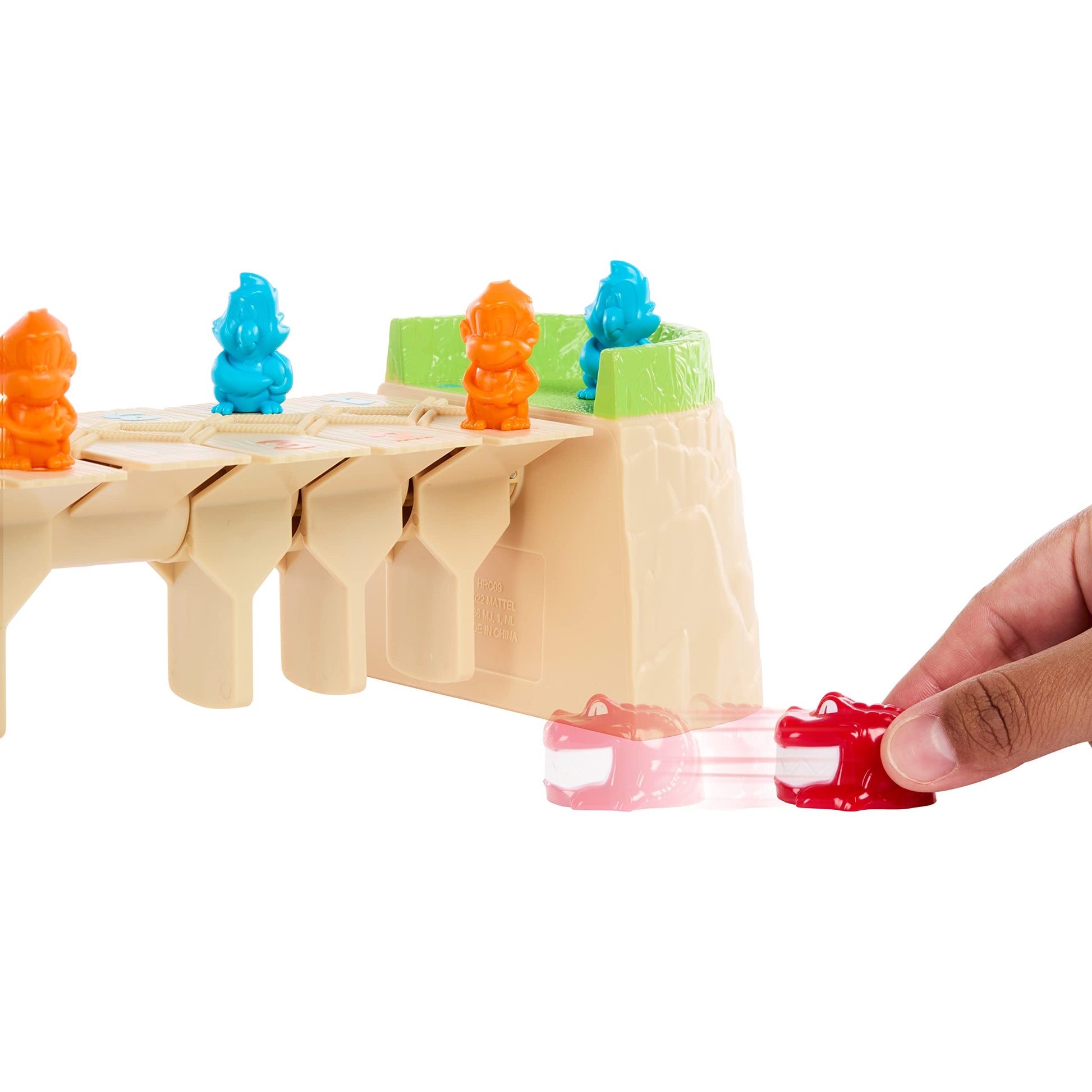 Mattel Games Greedy Gator 2-Player Kids Game for Families & Parties, Get Monkeys Across The Bridge First with Rolling Alligator