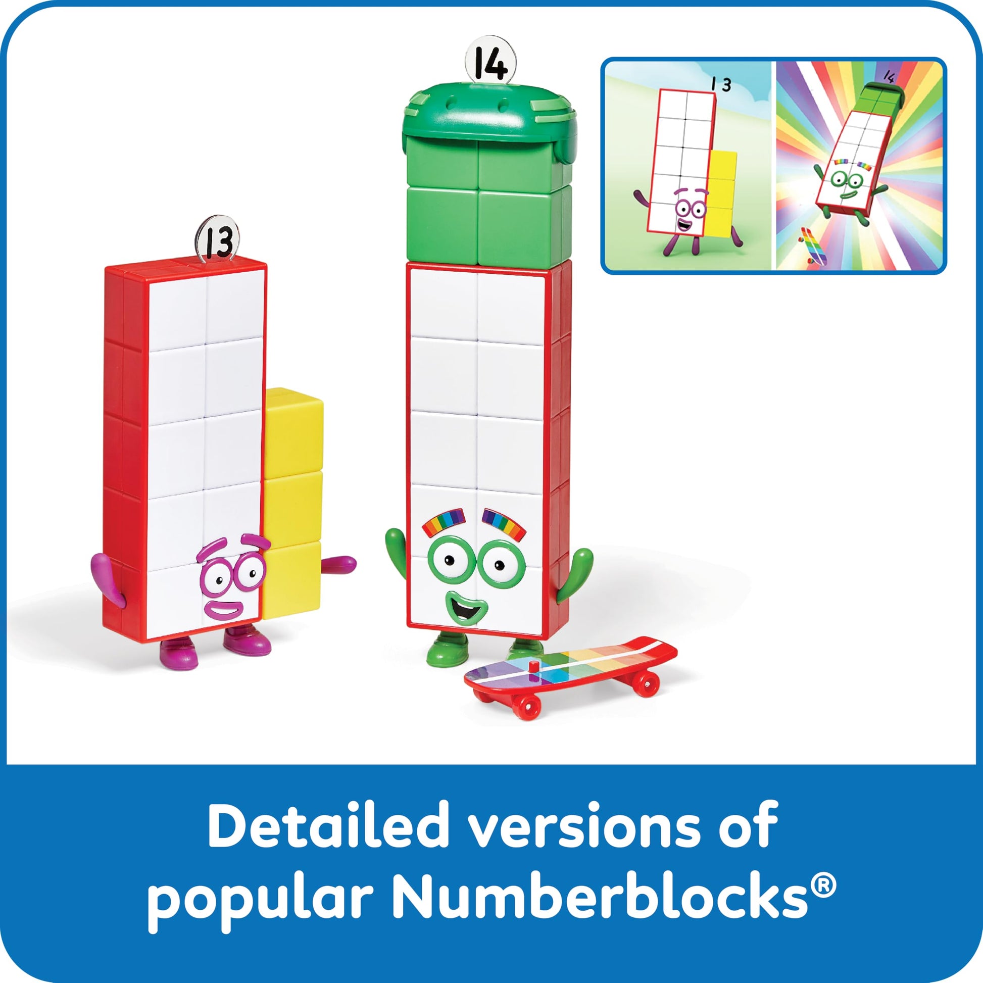 hand2mind Numberblocks Friends Thirteen and Fourteen Figures, Numbers for Toddlers, Math Toys for Kids 3-5, Small Figurines for Kids, Preschool