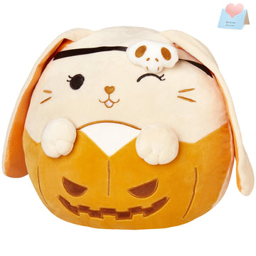 SpecialYou 11.8" Halloween Skull Bunny Plush Pillow, Jack-O-Lantern Lop Eared Bunny Stuffed Animal Plush Toy, Pumpkin Ghost Skull Rabbit Plushie Gift
