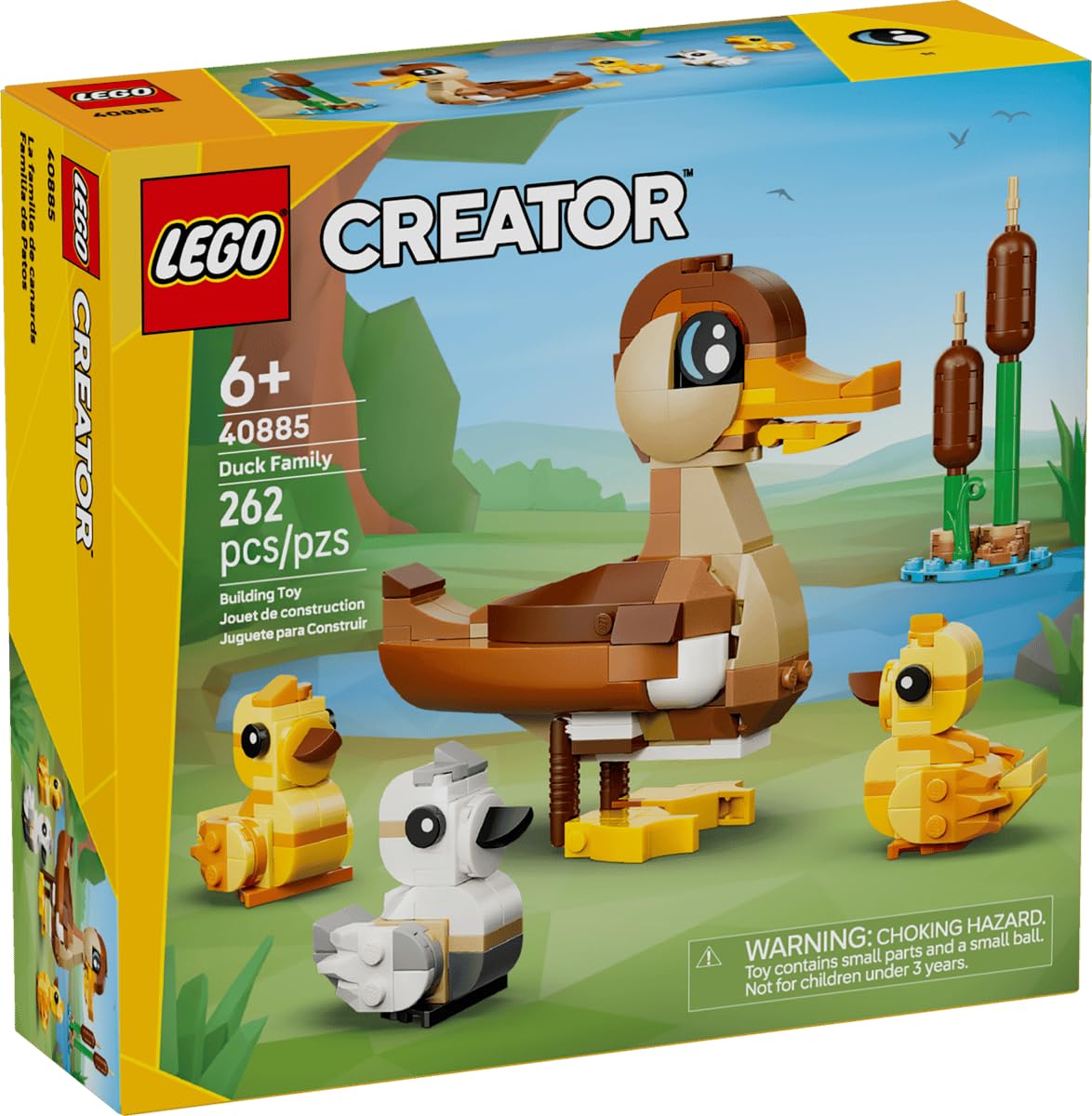 LEGO Creator Duck Family Building Set - 262-Piece Animal Toy with Posable Mother Duck & 3 Ducklings, Cute Play & Display Model, Gift for Kids - 40885