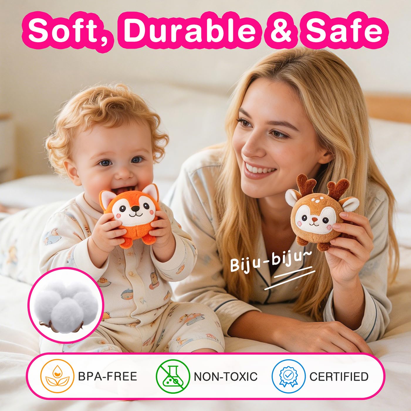 NECTAR BABY Infant Baby 6-12 Months Stuffed Animals Toys with Multi-Sensory