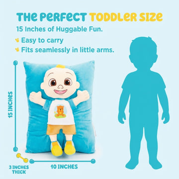 Jay Franco CoComelon JJ 3D Snuggle Plush Pillow - Super Soft Blue Pillow - Measures 15 Inches