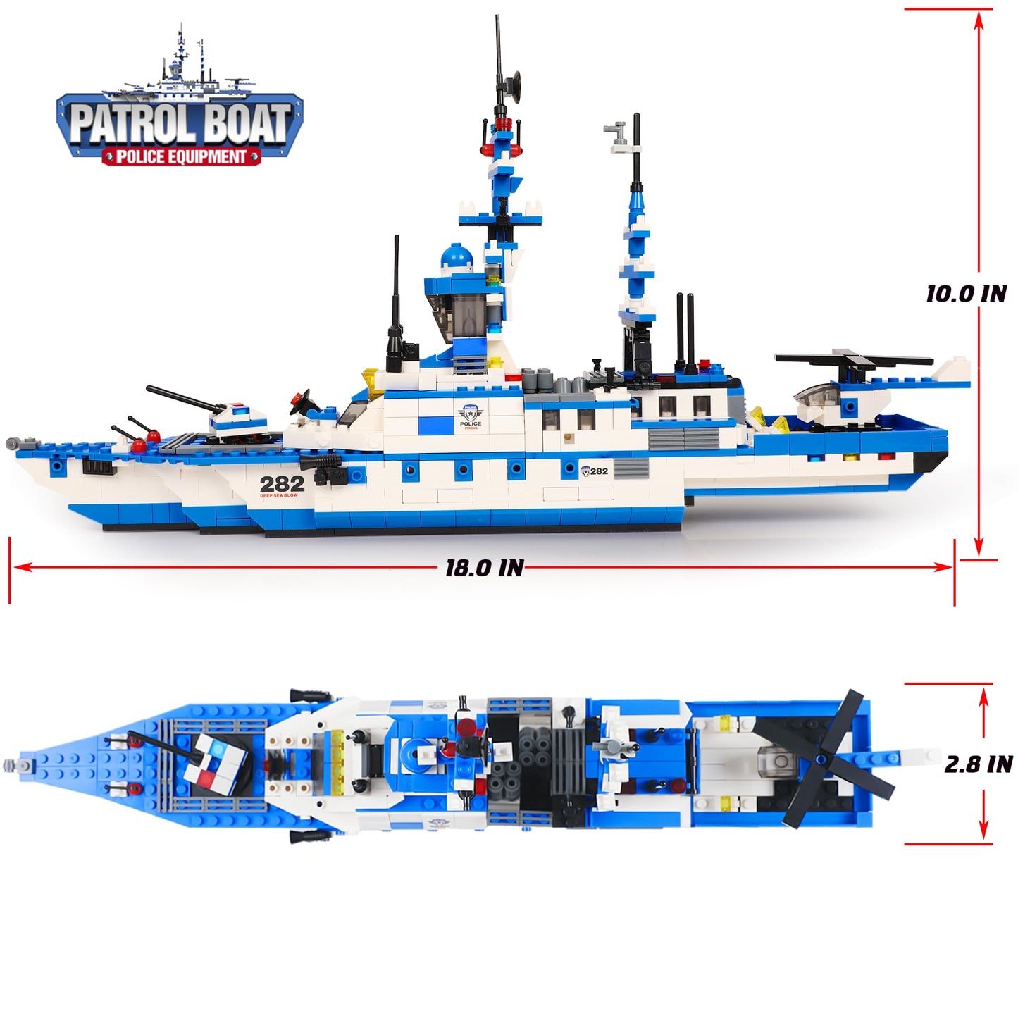 EP EXERCISE N PLAY City Police Set Battleship Building Toy, 1169 Pieces 6 in 1 Boat War Ship Block Set, Fun Toy Gift for Kids Boys & Girls Ages 6+