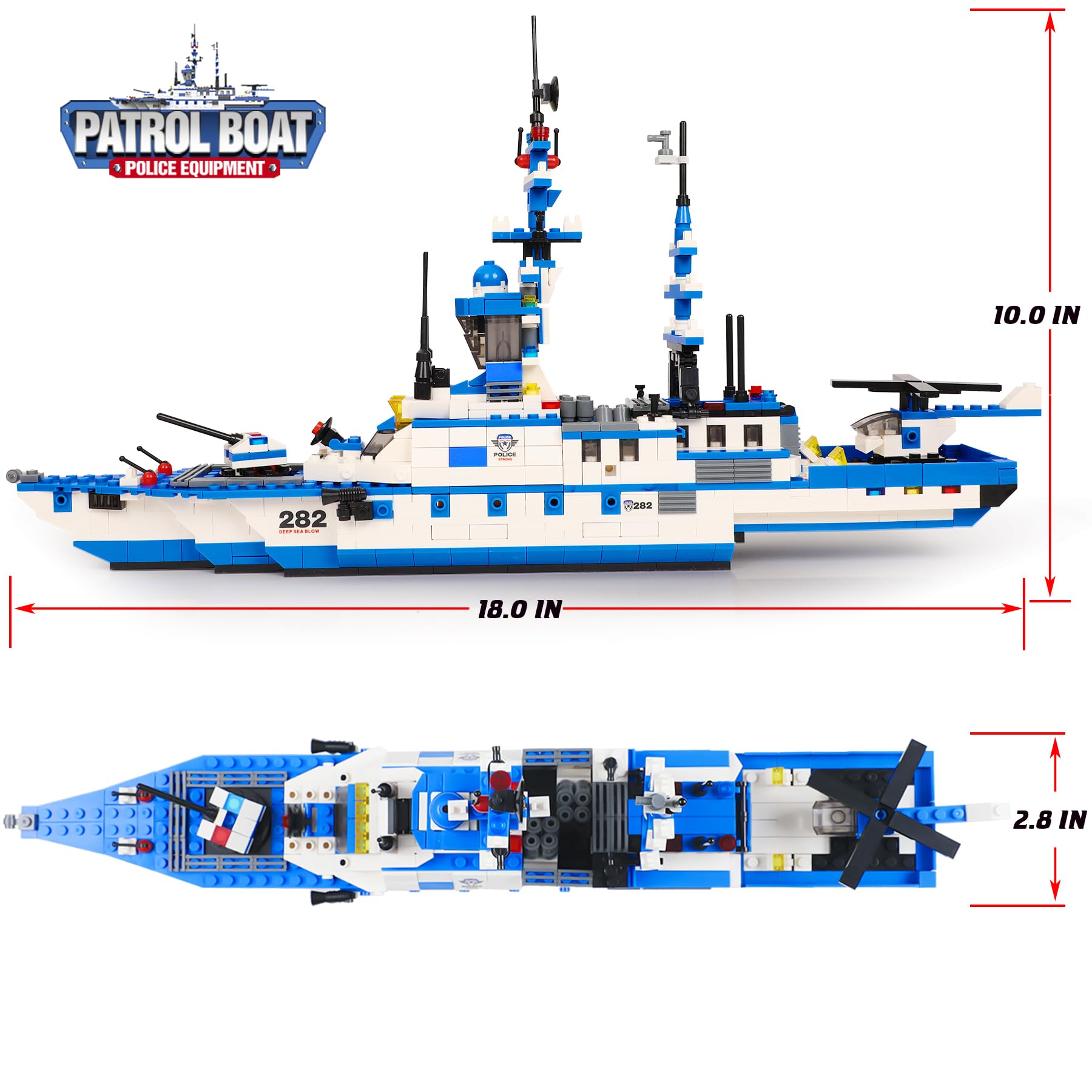 EP EXERCISE N PLAY City Police Set Battleship Building Toy, 1169 Pieces 6 in 1 Boat War Ship Block Set, Fun Toy Gift for Kids Boys & Girls Ages 6+