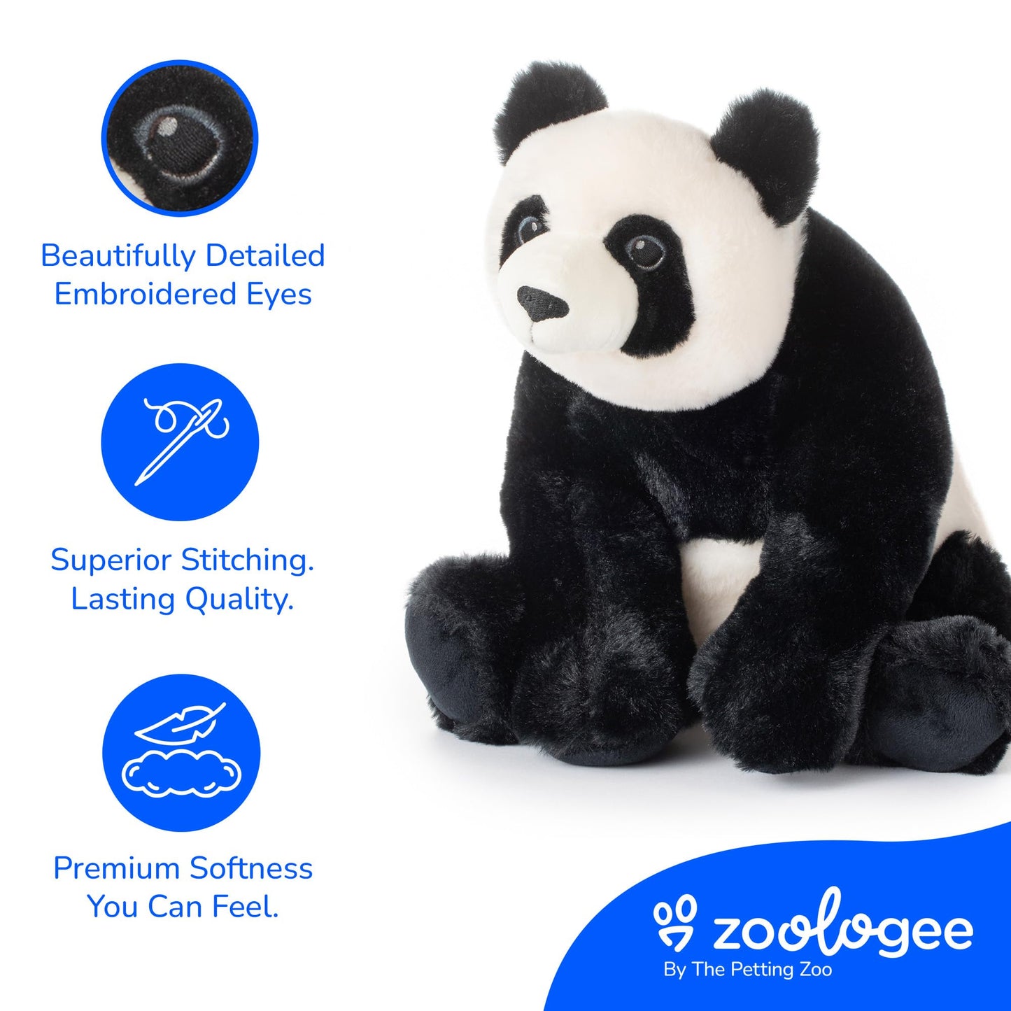 The Petting Zoo Panda Stuffed Animal Plushie, Gifts for Kids, Earth Keeperz Wildlife Animals, Zoologee Black Panda Plush Toy, 12 inches