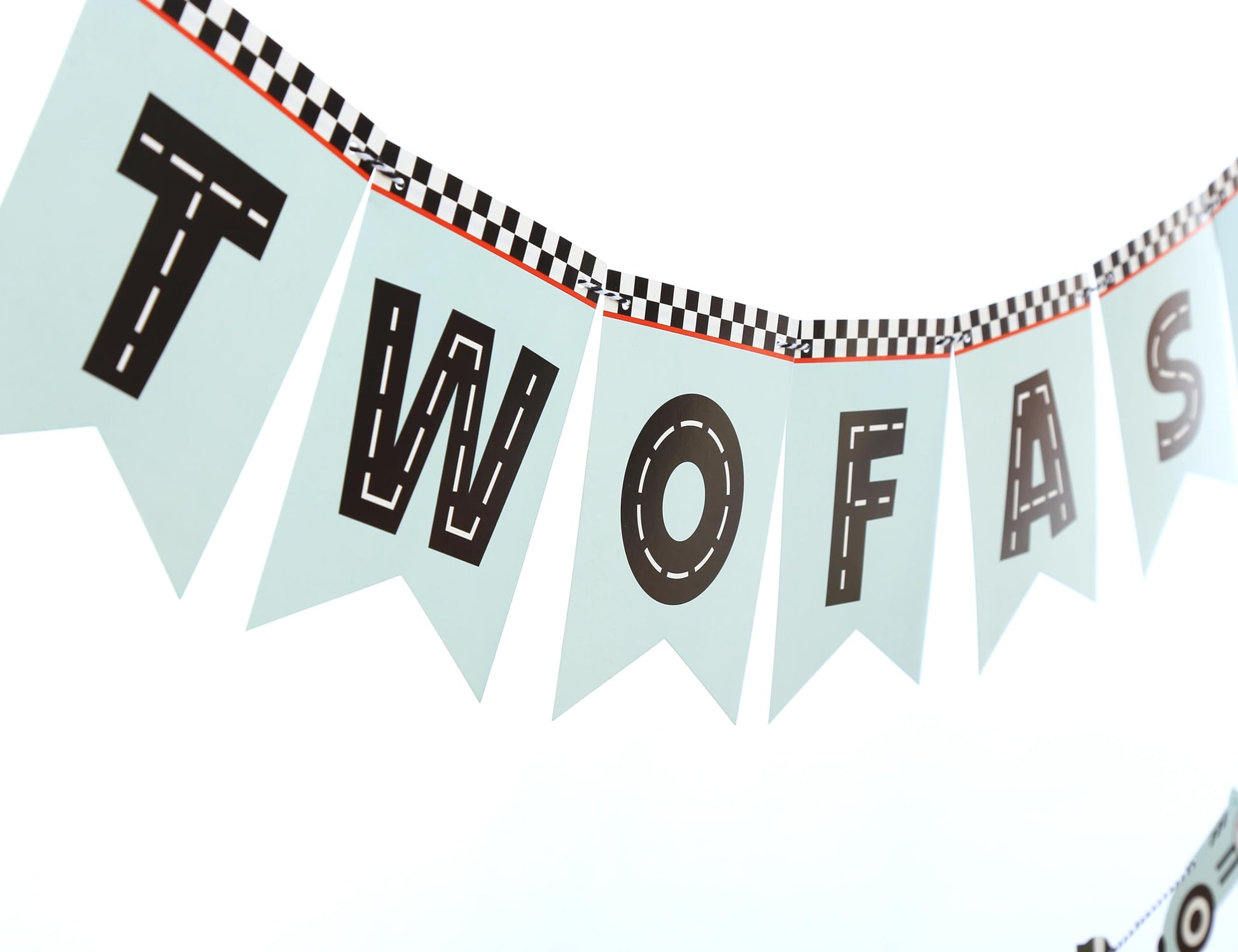 Two Fast Banner - Race Car Birthday Decorations,Race Car Birthday Banner