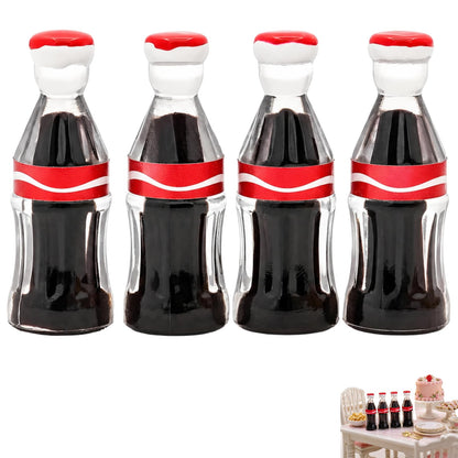 4Pcs Miniature Soda Bottles, 1:12 Scale Accessories, Suitable for Party Decorations