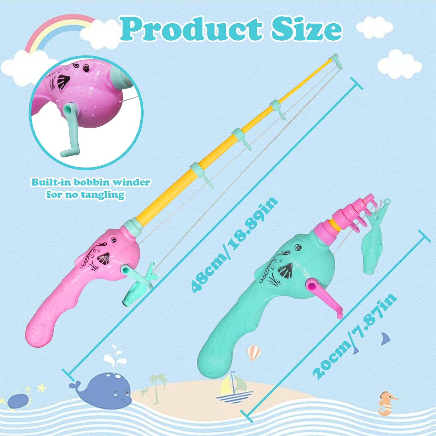 TUSAUW 3 Pcs Magnetic Fishing Pole Kids Toy Fishing Pole - No Fishes are Included, Fishing Game - Baby and Toddler Bath Toy Toy Fishing Pole for Bath