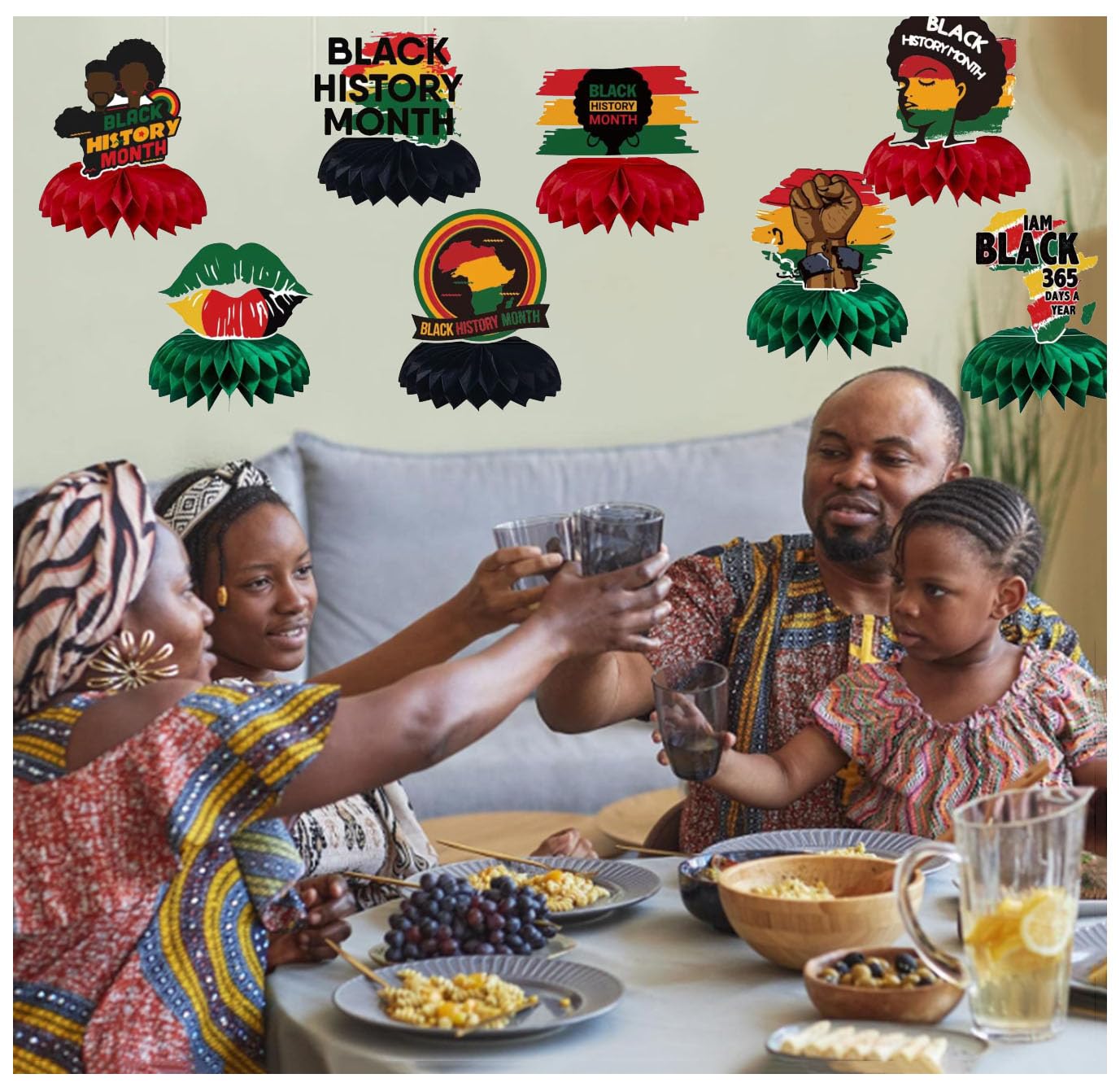 Black History Month Party Honeycomb Centerpieces For African American Table Decorations,African American History Celebration Centerpieces Party