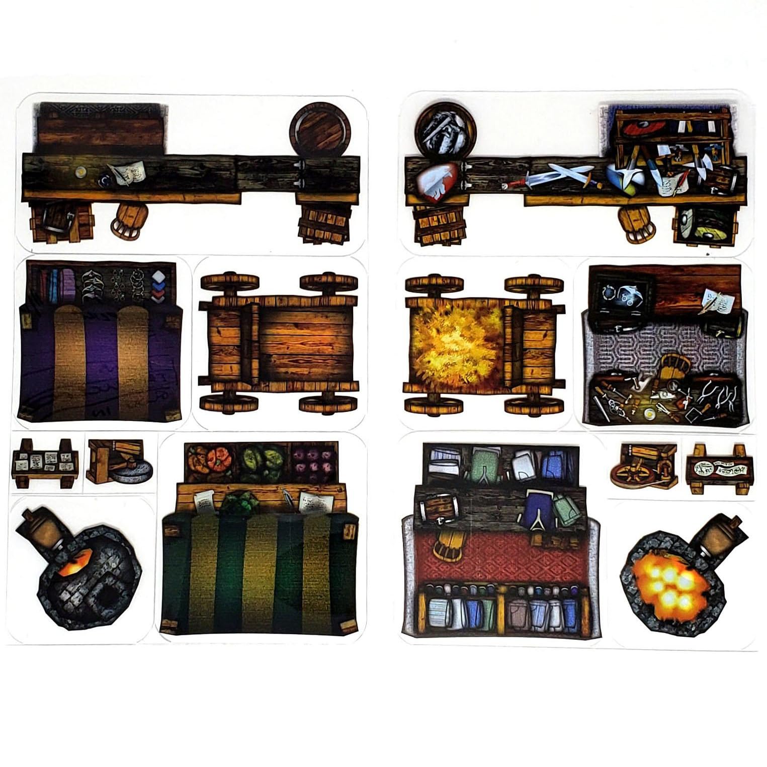 Market - 40pc Double-Sided Market Stall & Prop Pieces for Starters & Masters Alike - Roleplaying Objects for Dungeons & Dragons - Immersive Map