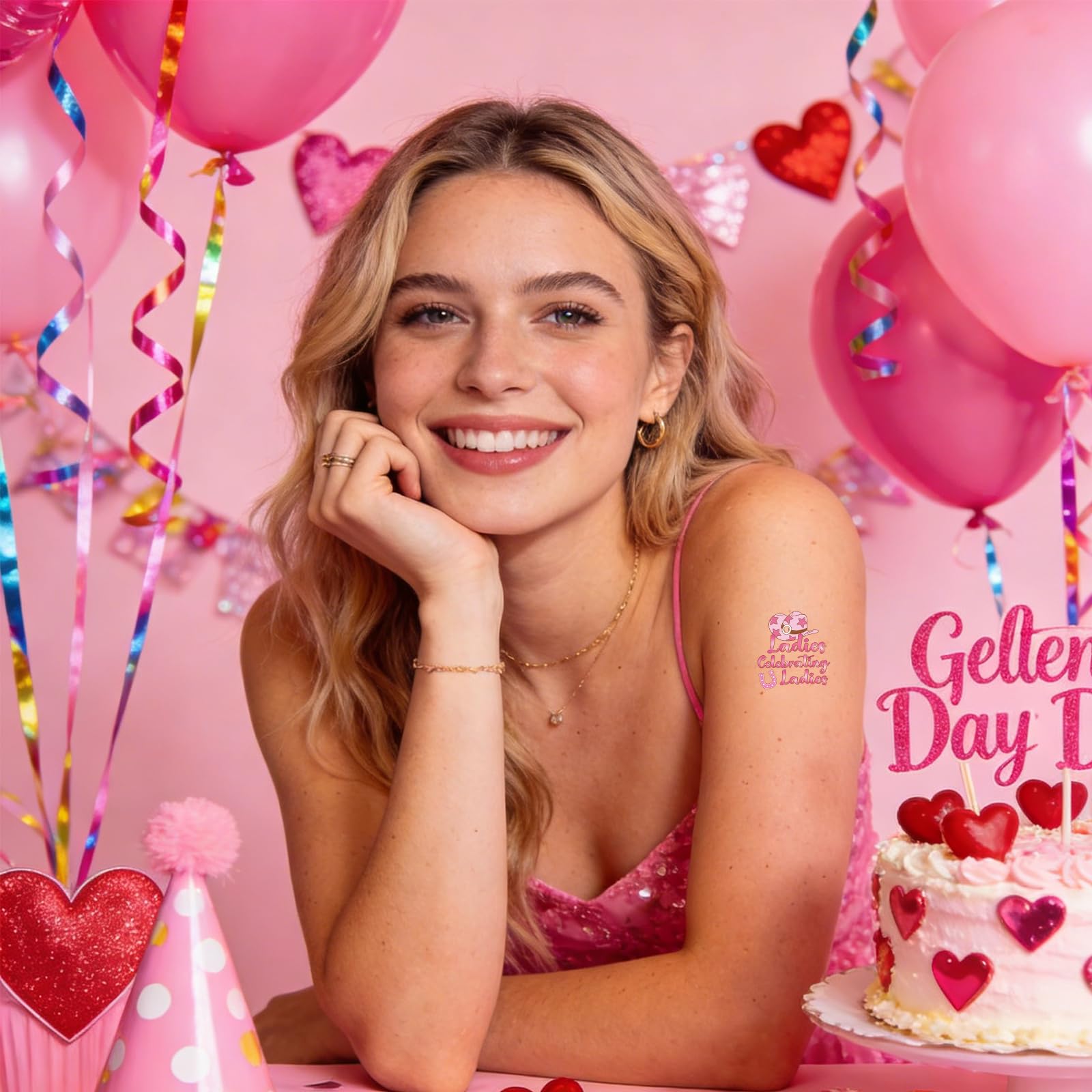 256PCS+ Galentine’s Day Glitter Tattoos Party Favors - Heart Girl Love Valentines Stickers V-Day Supplies Decorations