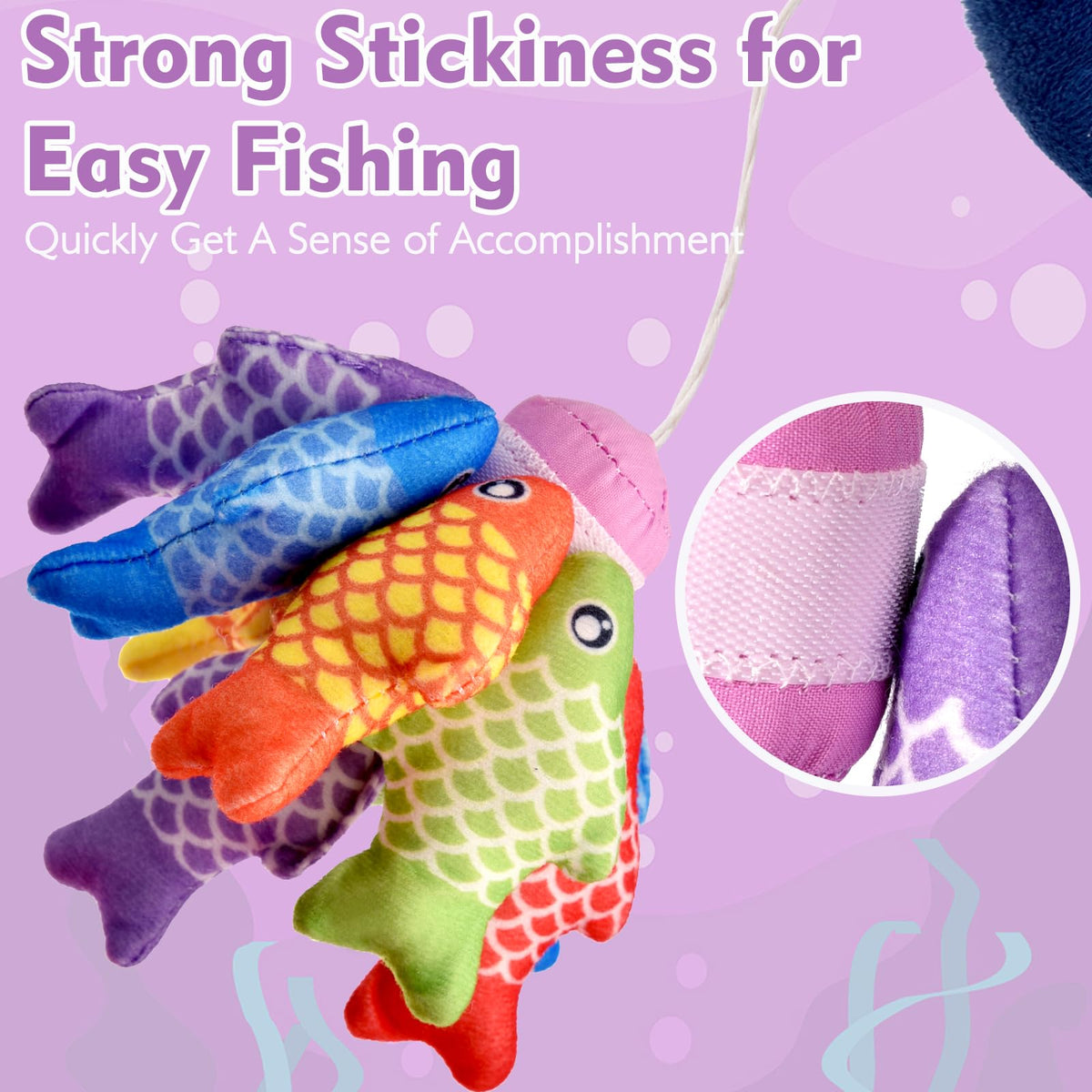 BAHIAKLO Montessori Toys for 1 Year Old Girl Gifts, Pink Cloth Fishing Toy for Toddler 1-3, Fine Motor Skills Toy Sorting Learning Baby Toys 6-12-18