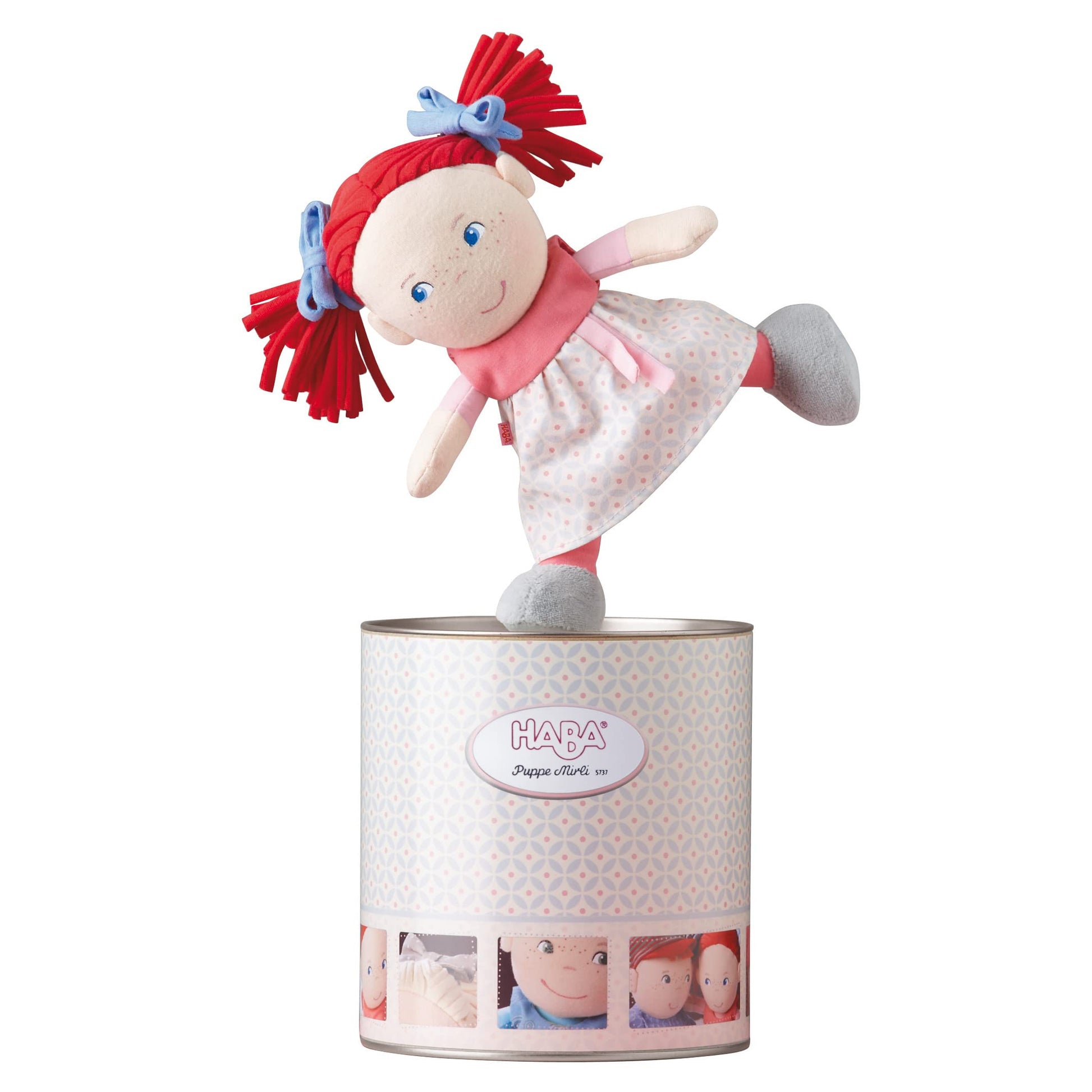 HABA Soft Doll Mirli 8" - First Baby Doll with Red Pigtails for Ages 6 Months and Up.