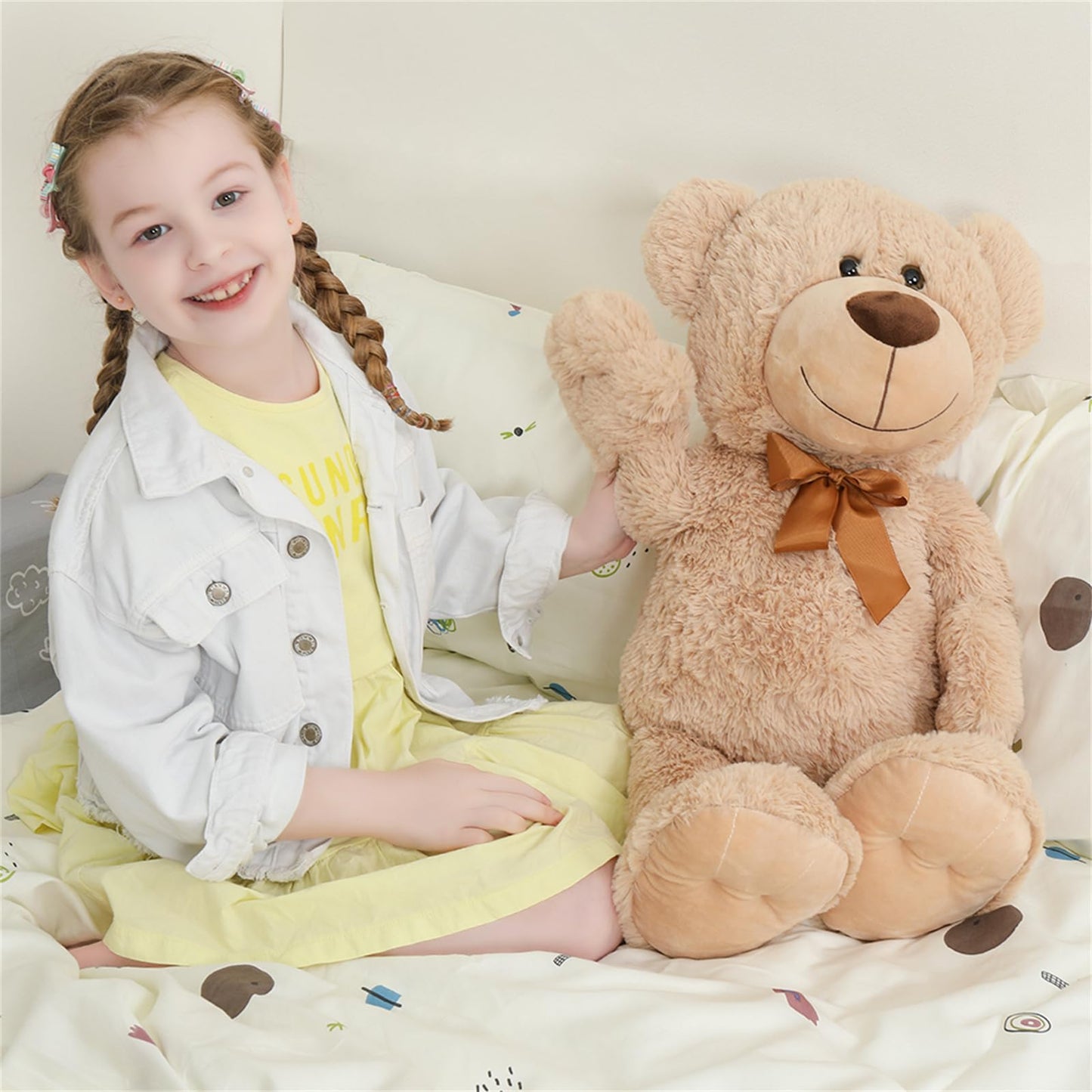 Tezituor Brown Teddy Bear Stuffed Animal, 26 inch Large Stuffed Teddy Bear Plush for Girl Boys Girlfriend, Soft Teddy Bear Toy Gift for Baby Shower