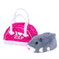 ZhuZhu City Hamster & Quilted Carrying Case - NumNums the Grey & White Interactive Hamster with 40+ Sounds & Endless Behaviors - Take Your ZhuZhu