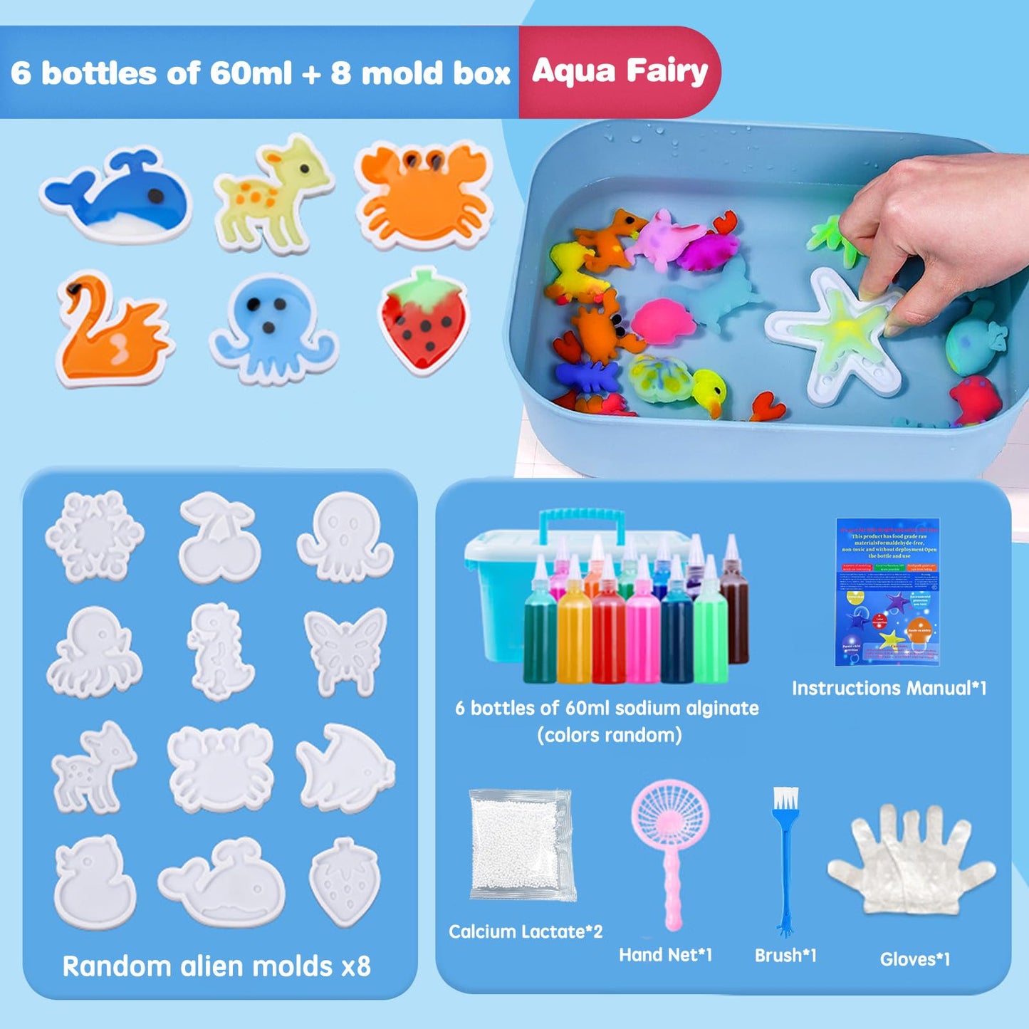 DIY Water Sprite Kit-Magic Aqua Fairy Water Gel Kit for Kids -Fun Soft Toys & Water Pets-Make Your Own Toys Grafts for Boys & Girls-Birthday Gifts