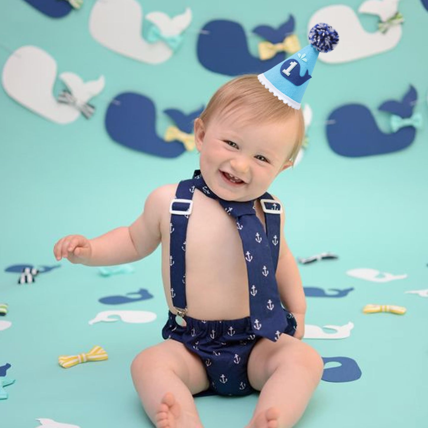 YOUAME 1st Birthday Party Hat - Whales Crown for Baby's First Birthday Party, Decorations and Photo Props