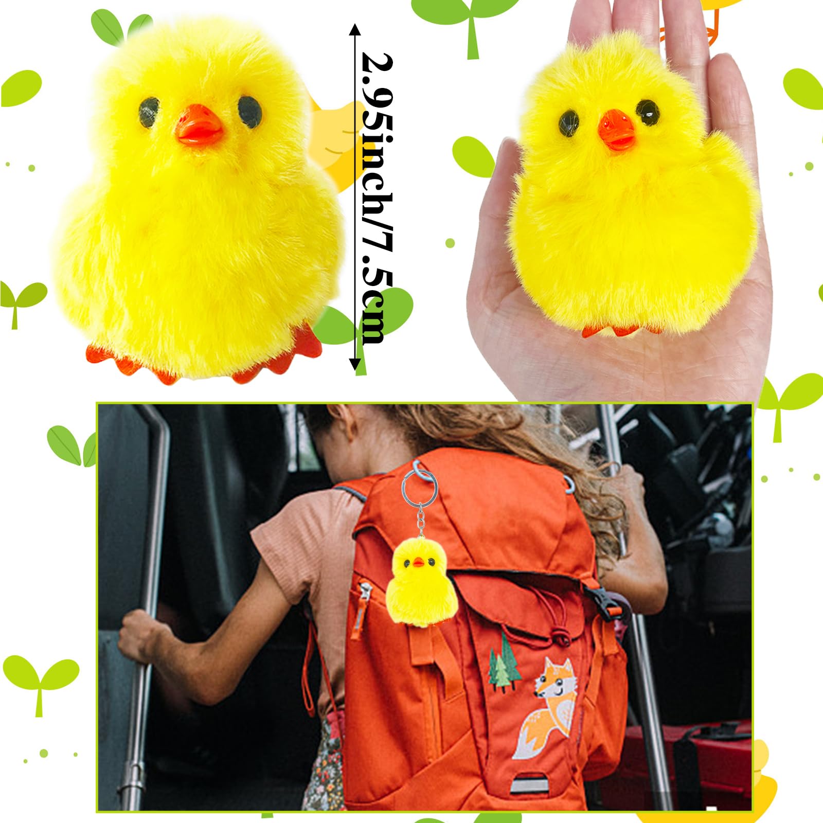 Baaxxango 24 PCS Easter Fluffy Chicks,3.4 Inch Yellow Soft Plush Chicks Figurines,Realistic Plush Farm Chick Mini Ornaments Stuffed Animal