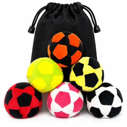 Klysuron 6 Pack Soft Plush Footbags, 32 Panel Hacky Sack, 6cm/2.36in