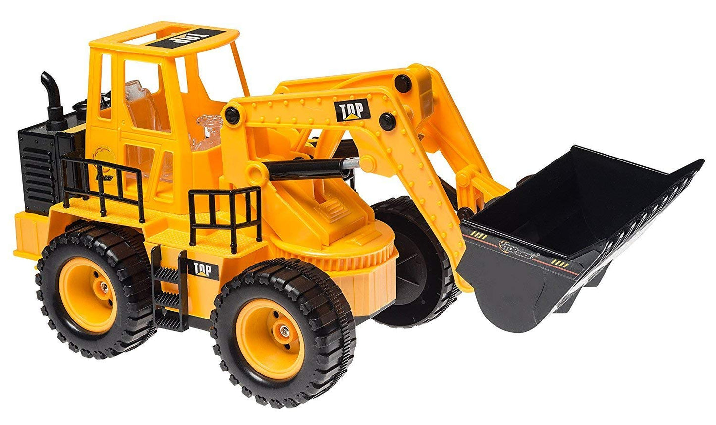 Top Race TR-113 5 Channel Full Functional Remote Control Tractor Toy Front Loader - 14 x 6 x 8 inch Electric RC Remote Control Construction Toy
