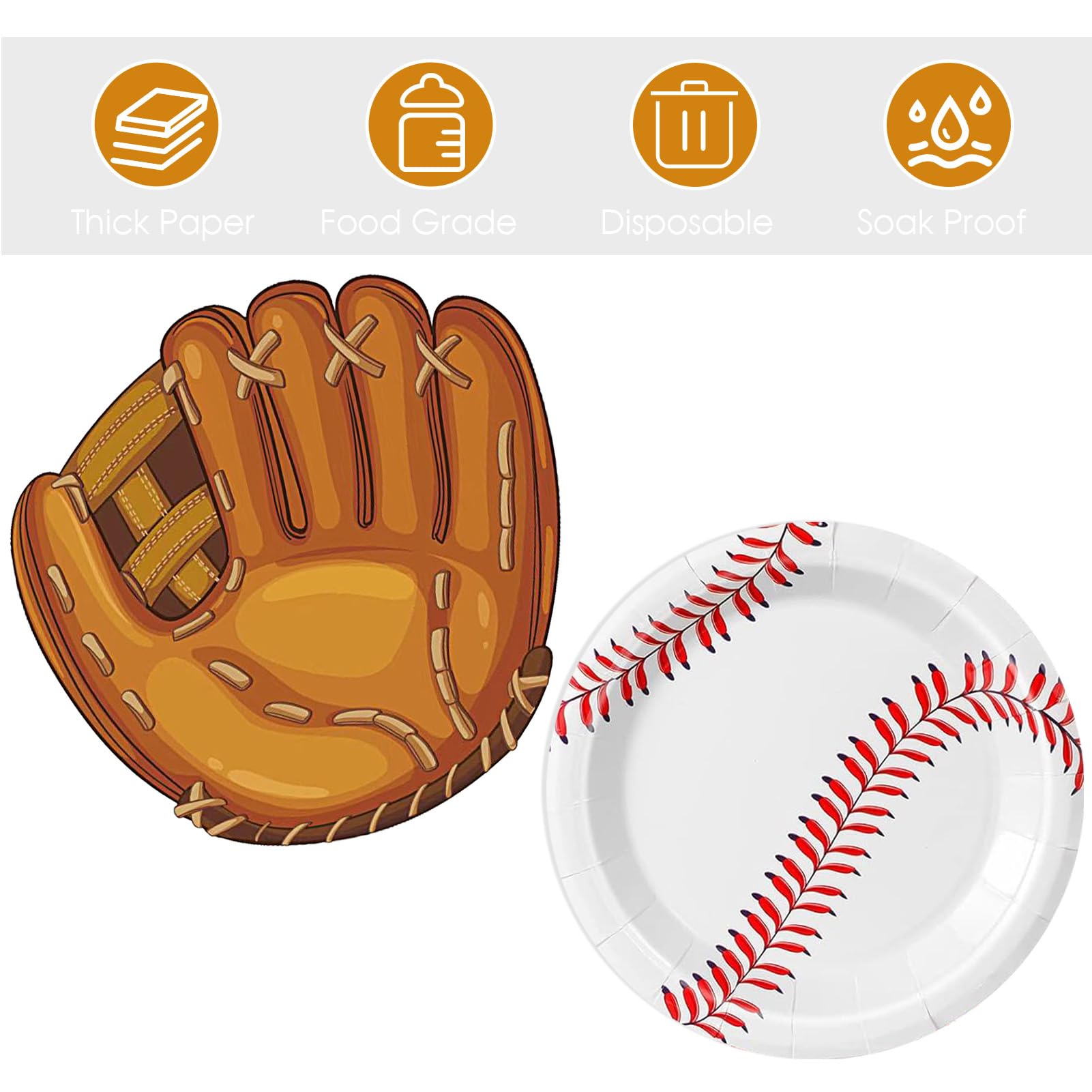 Mainivo 60Pcs Baseball Party Plates,Baseball Party Supplies,7 Inch Round Baseball Themed Dinner Dessert Plates for Cake,Salad,Fruit Pizza?Kids