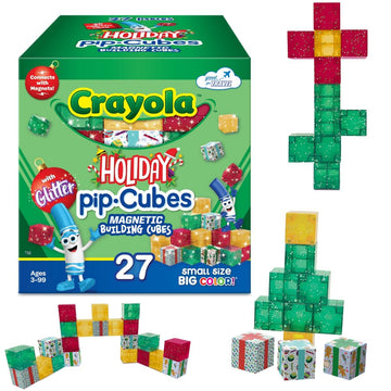 Crayola Holiday Magnetic PIP Cubes, Mini Magnetic Blocks Playset, STEM & Montessori Building & Educational Toys for Kids, Travel Toys for Boys
