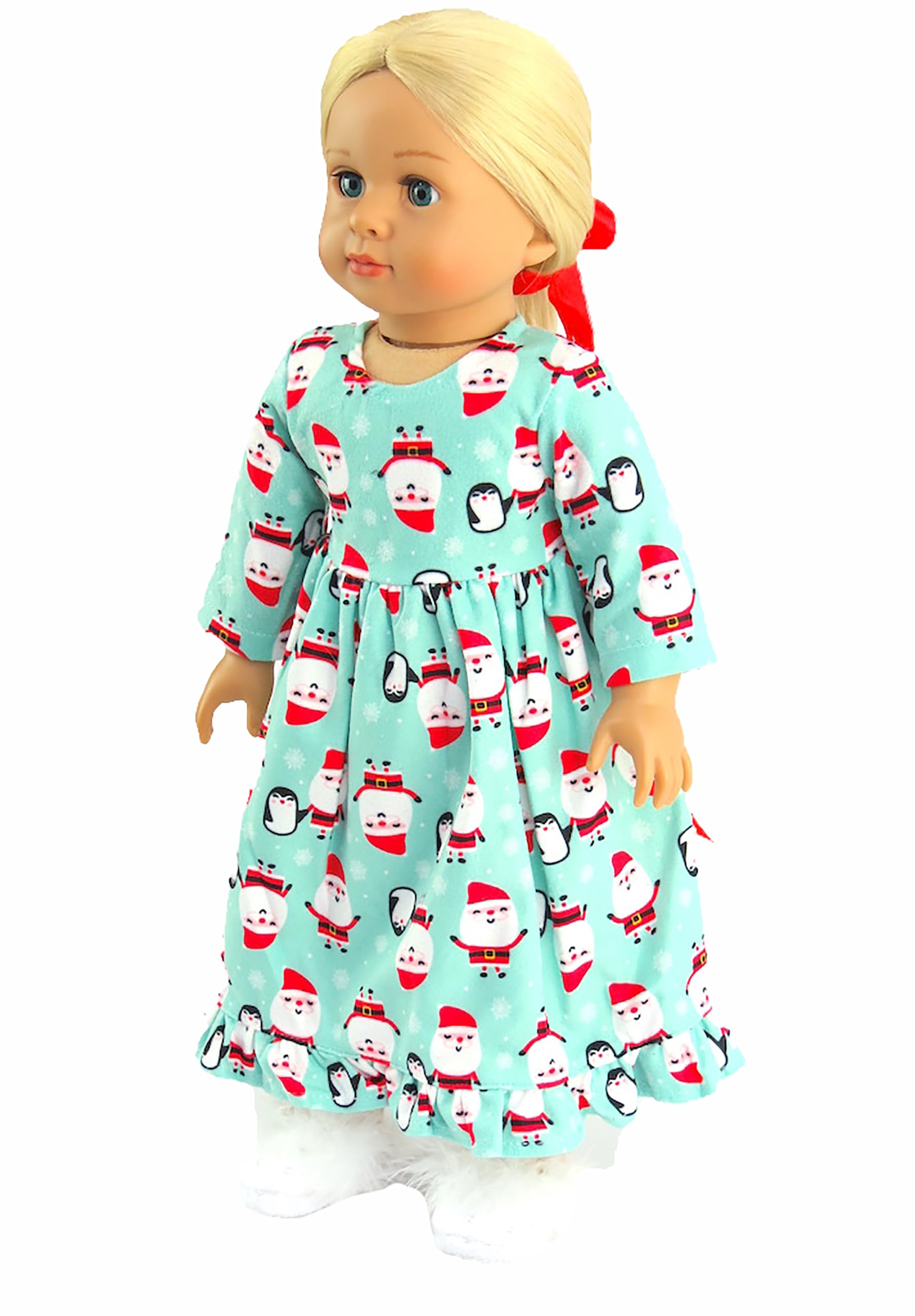 Santa and Penguin Christmas Nightgown for 18-Inch Dolls | Premium Quality & Trendy Design | Dolls Clothes