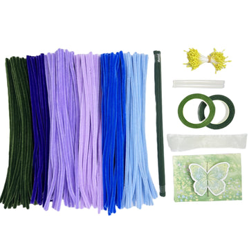 SYMHHA 300Pcs Pipe Cleaners Craft Kit for Flower Bouquets, 6Colors Thick Chenille Stems with Floral Accessories,DIY Art Creative School Crafts