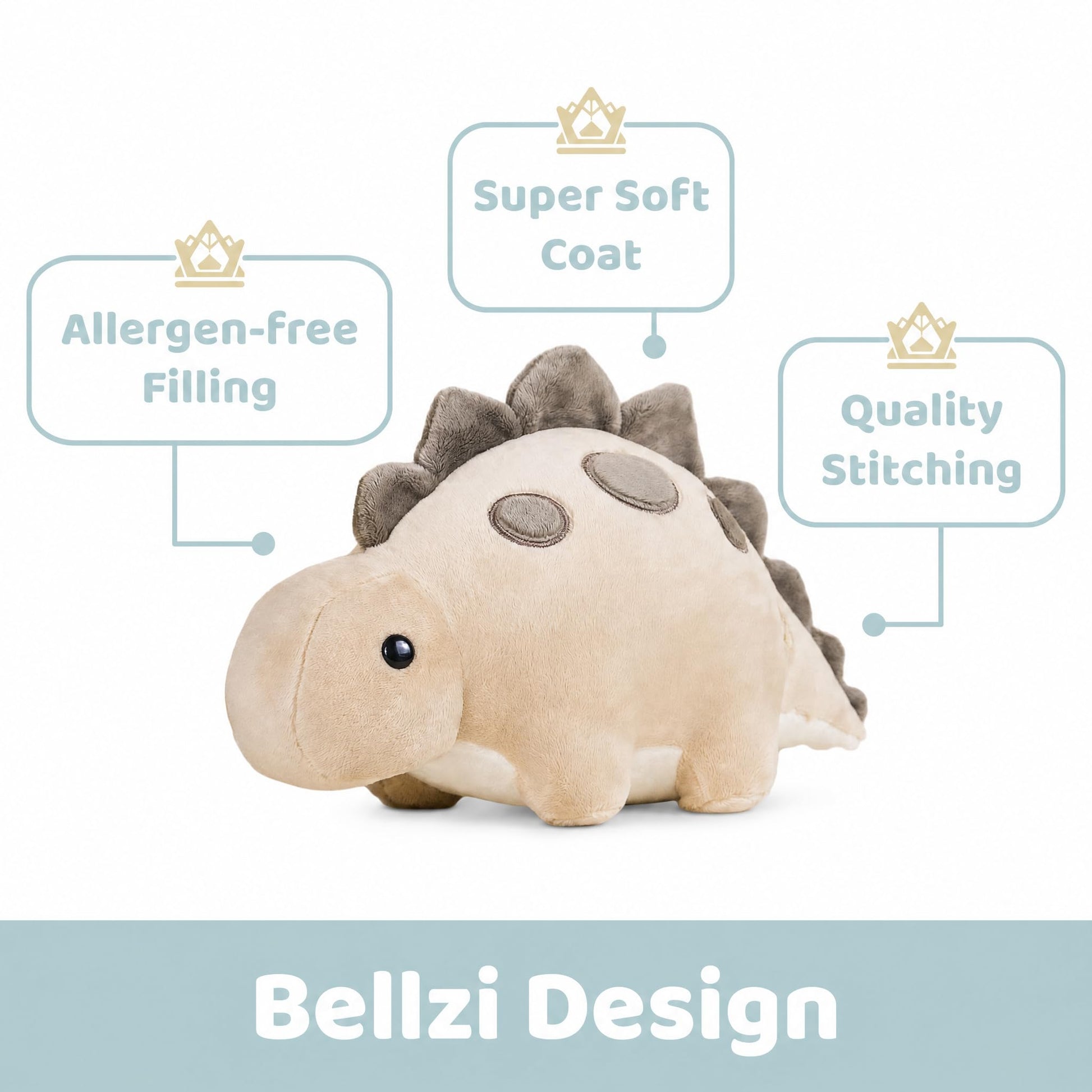 Bellzi Stegosaurus Cute Stuffed Animal Plush Toy - Adorable Soft Dinosaur Toy Plushies and Gifts - Perfect Present for Kids, Babies, Toddlers - Steggi
