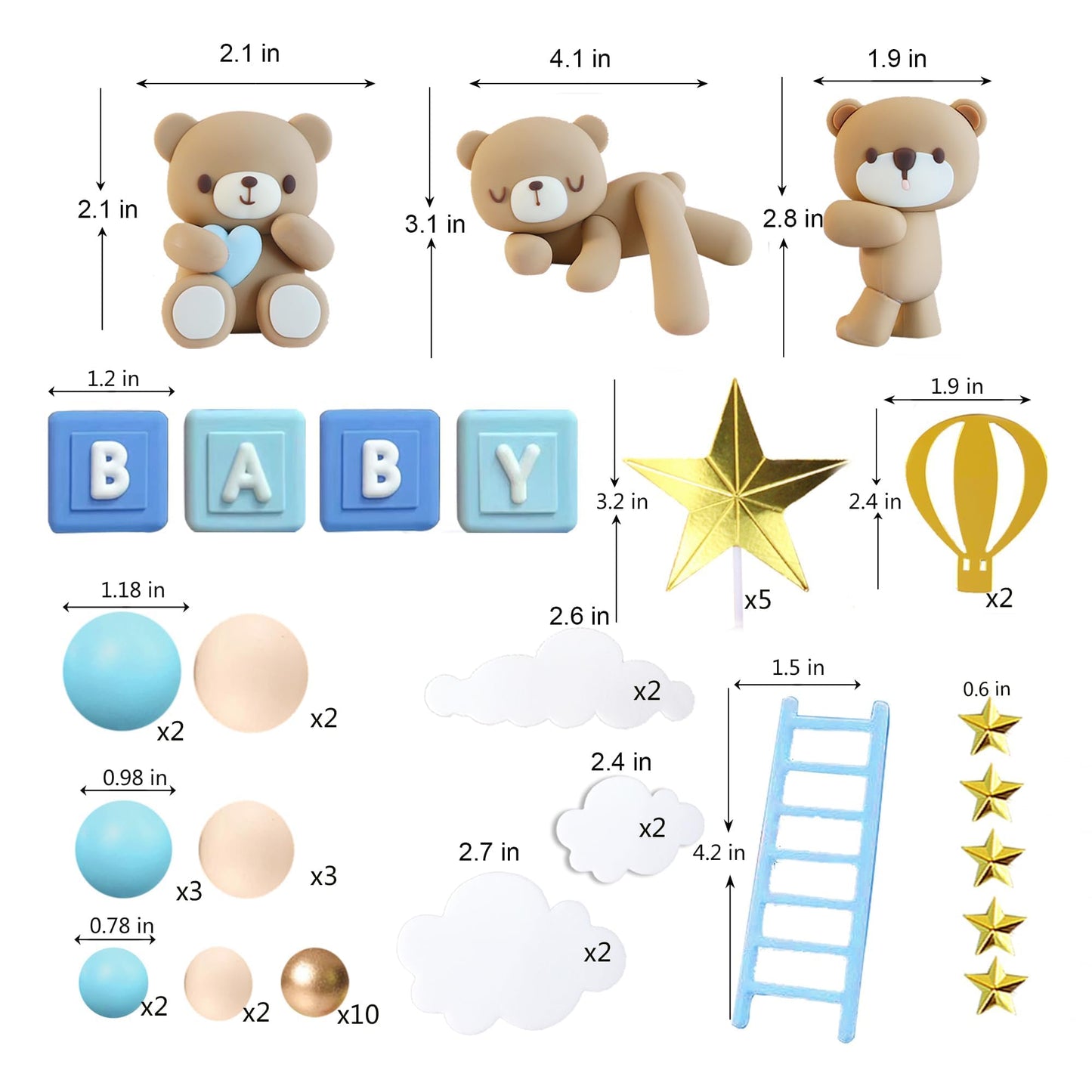 Bear Cake Toppers Baby Shower Cake Decorations