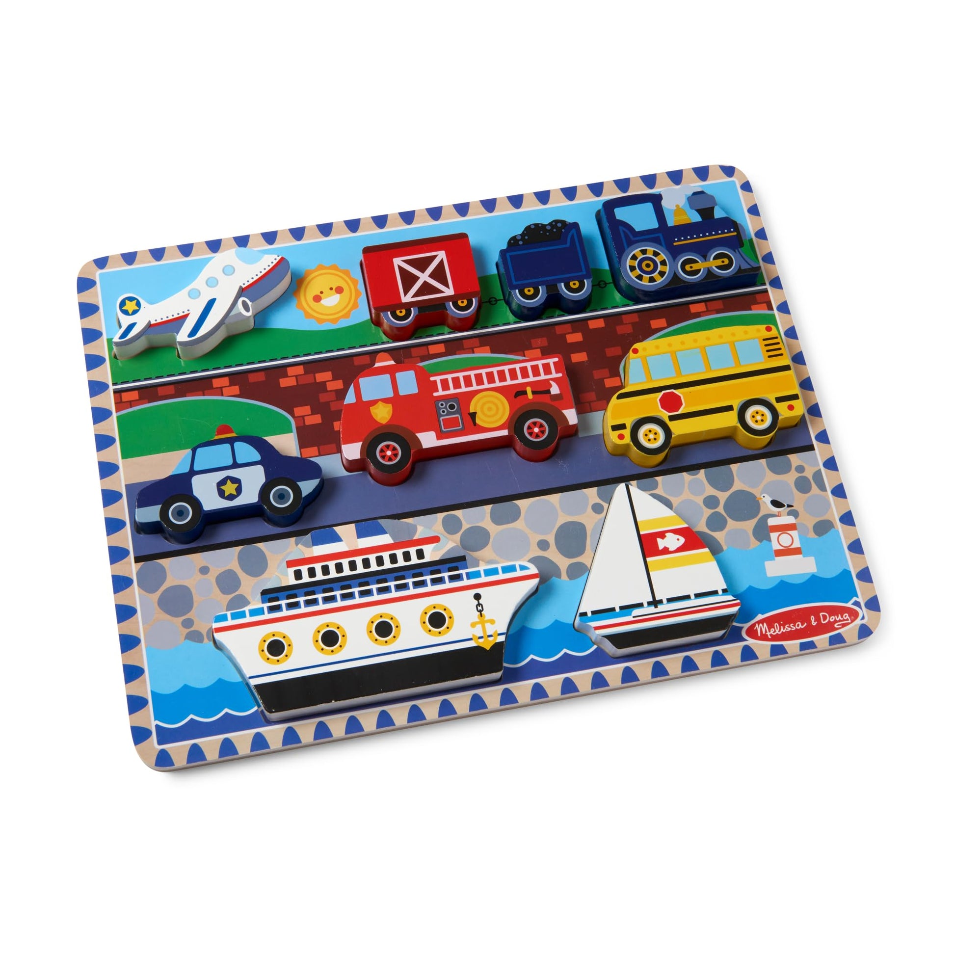 Fresh Start Chunky Puzzle 6pcs 12"X9"-Vehicles