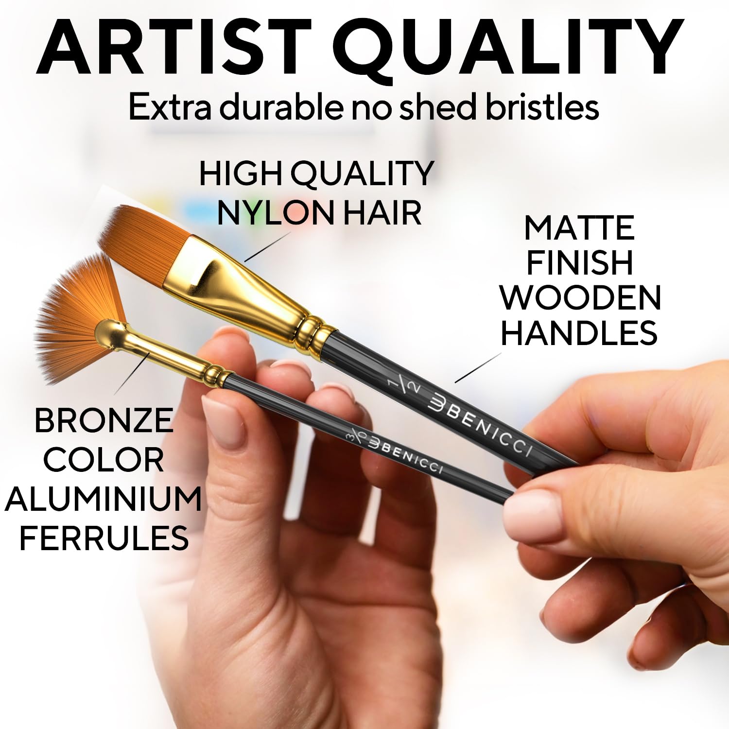 Professional Artist Paint Brush Set of 12 - Painting Brushes Kit for Kids, Adults Fabulous for Canvas, Watercolor & Fabric - for Beginners