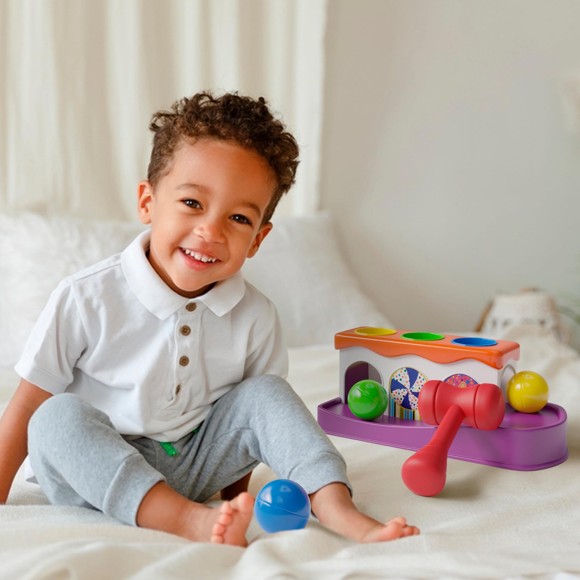 Lollipop Baby Hammer Toy Toddler Activity: Montessori Toys Spark Your Child's Curiosity with Our Ball and Hammer Toddler Toy. Encouraging Creativity