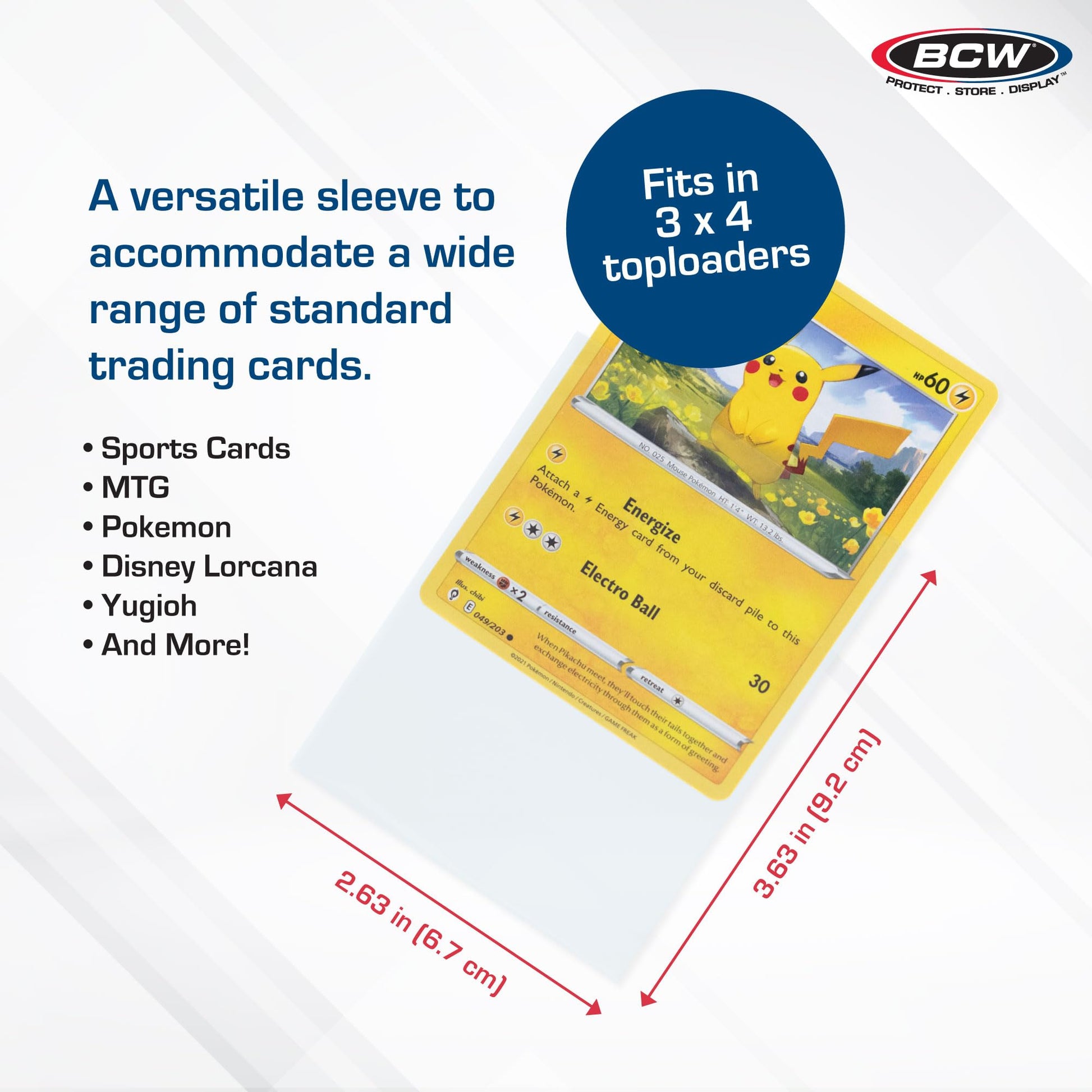BCW Standard Card Sleeves - 2-5/8" x 3-5/8" - 5 Packs (500 Total) | Crystal Clear Acid-Free, Toploader | Trading Card Sleeves for Baseball
