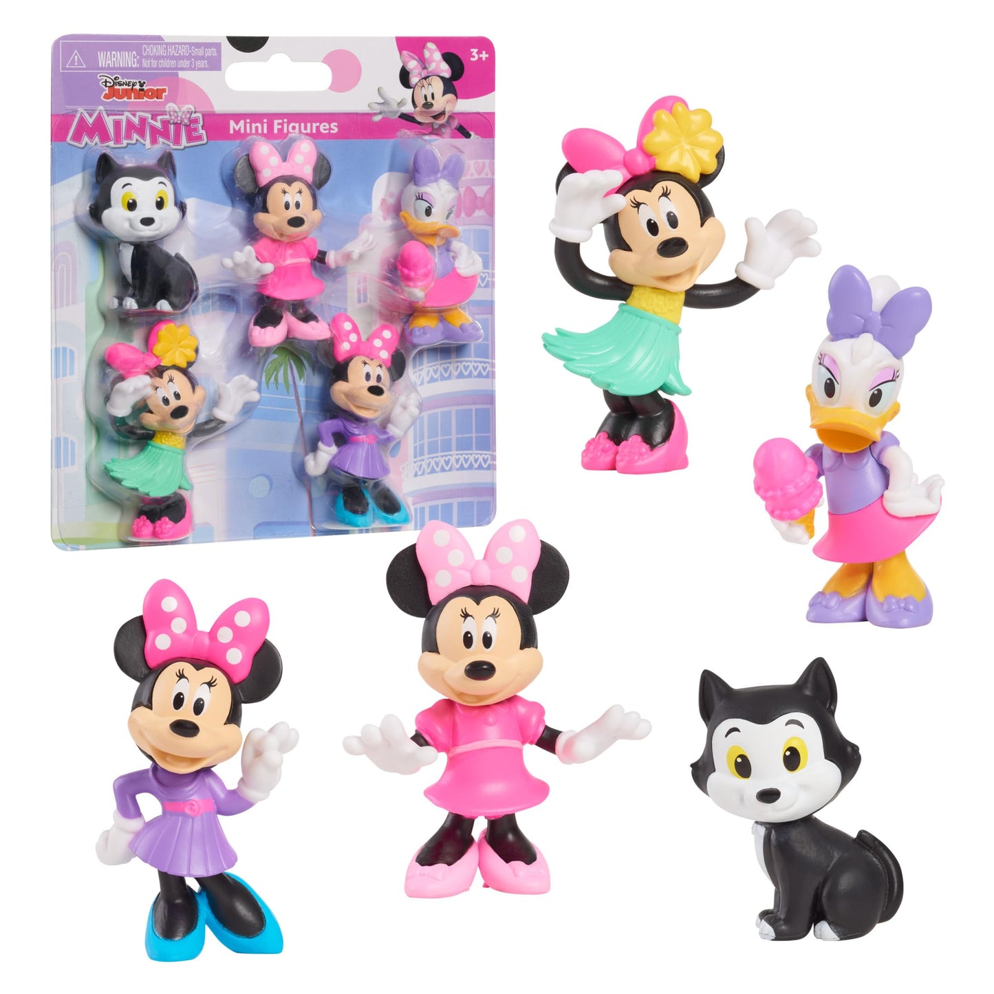 Just Play Disney Junior Minnie Mouse Mini Figures 5 Pack, 1.75" to 2.75" Tall; Toys for Kids Ages 3+