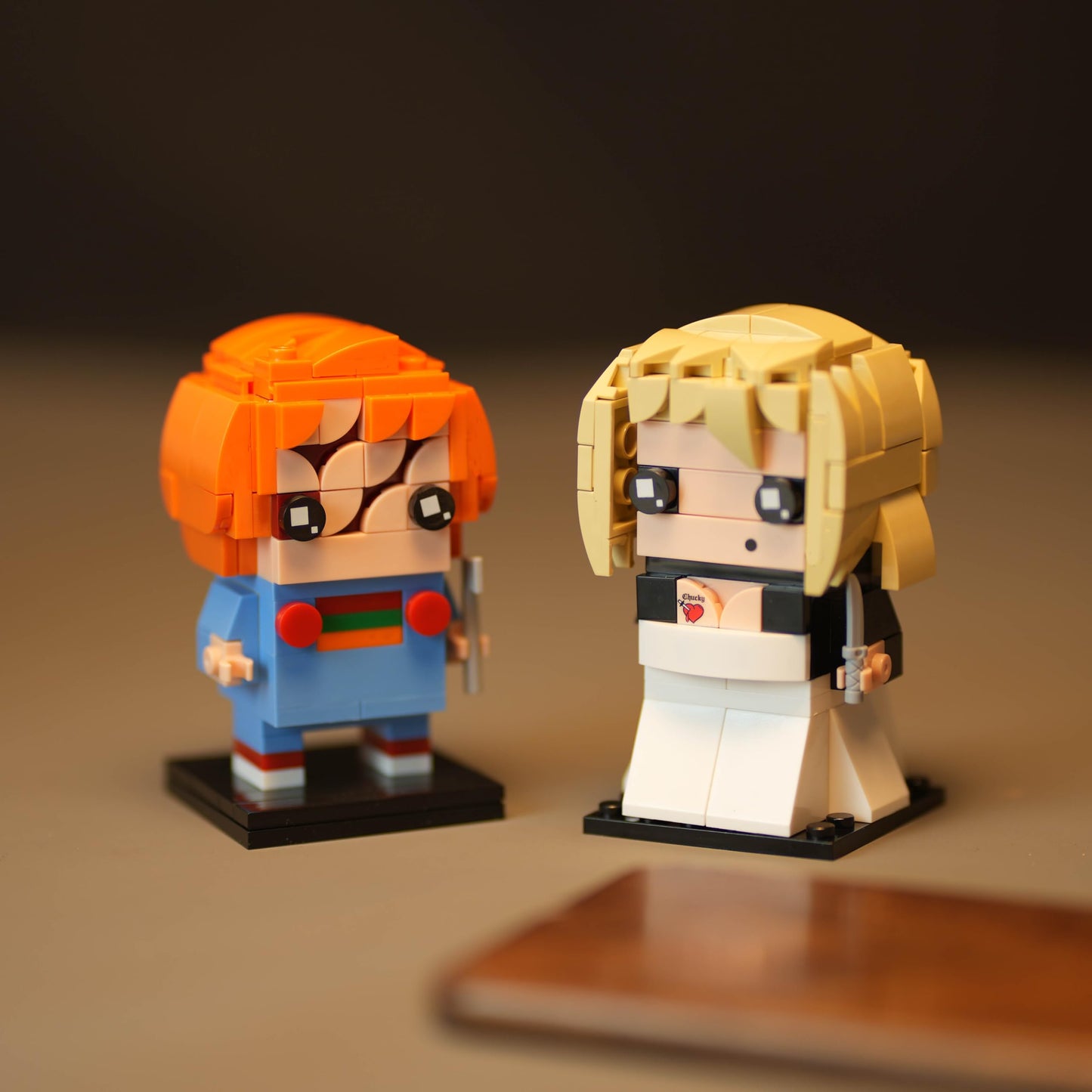 Horror Movie Action Figures Building Set, Scary Doll and Gothic Bride Compatible with Lego for Adults, Horror Couple Desk Decor 252 Pcs