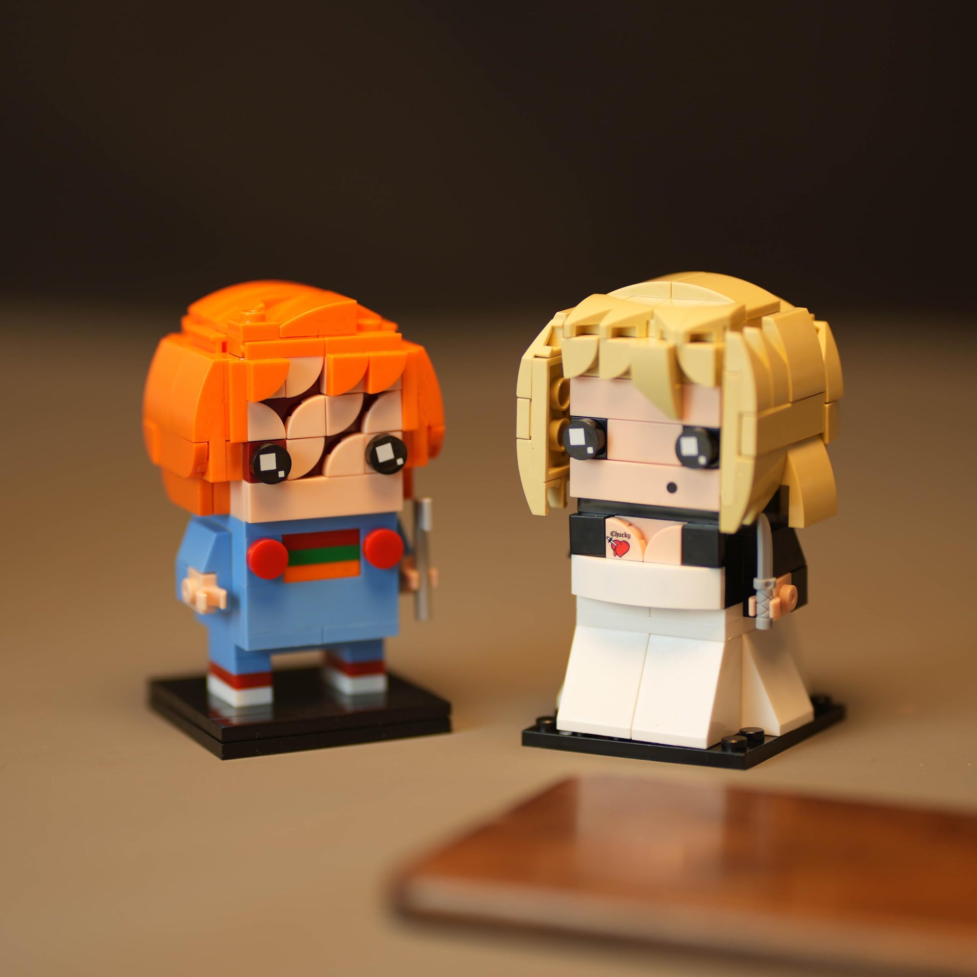 Horror Movie Action Figures Building Set, Scary Doll and Gothic Bride Compatible with Lego for Adults, Horror Couple Desk Decor 252 Pcs