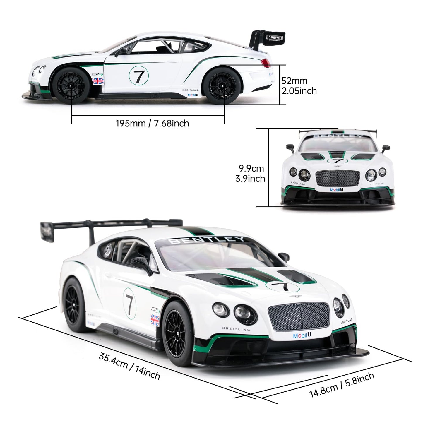 RASTAR RC Cars 1/14 Bentley Continental GT3 Model Toy Vehicles Racing Cars Bentley Remote Control Car for Kids Adults, 2.4G