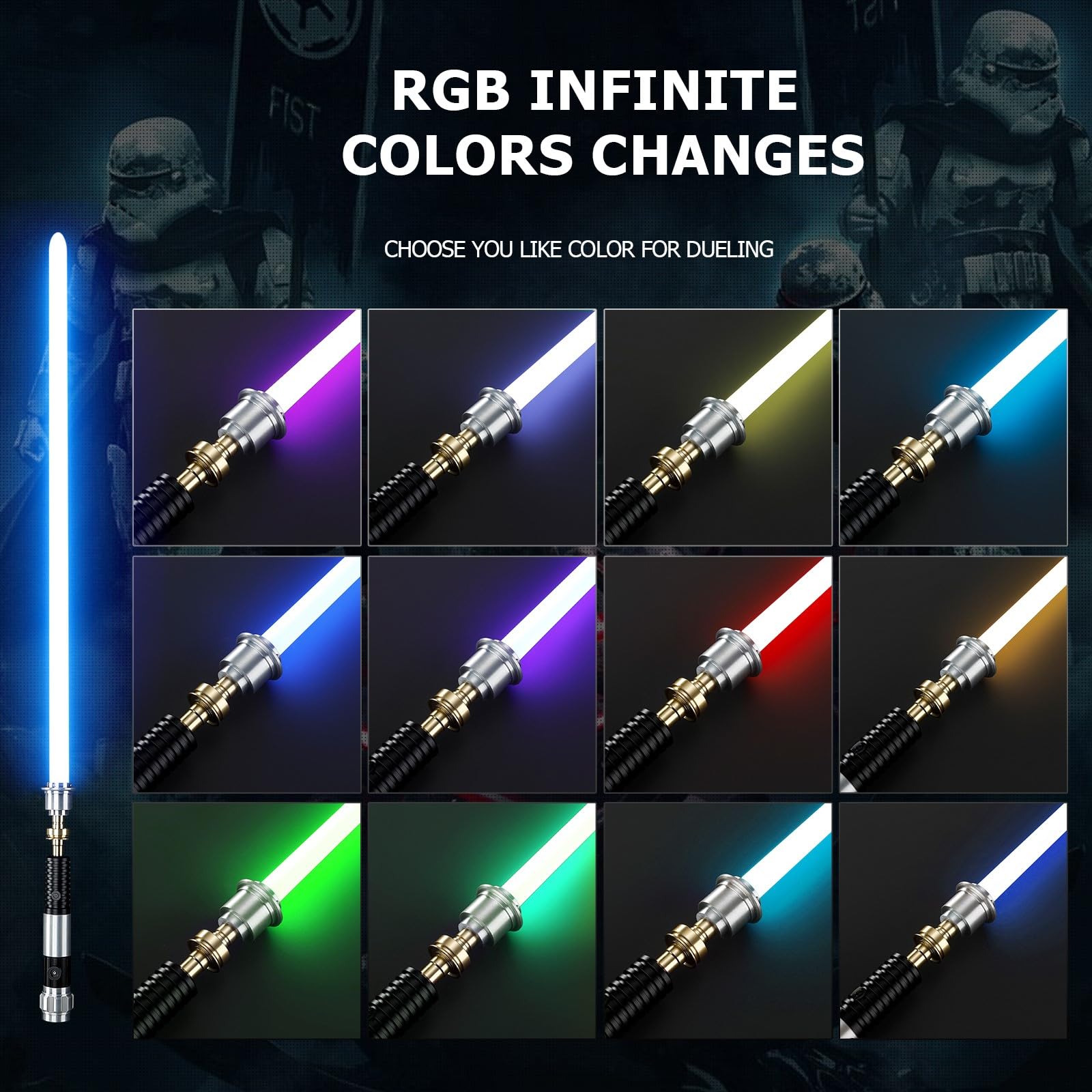 BSTSABER Upgrade App Control Obw Lightsaber, Smooth Swing 16 Sets Sound Effects 3 Light Effects and 16 Colors Change, Metal Dueling Light Saber